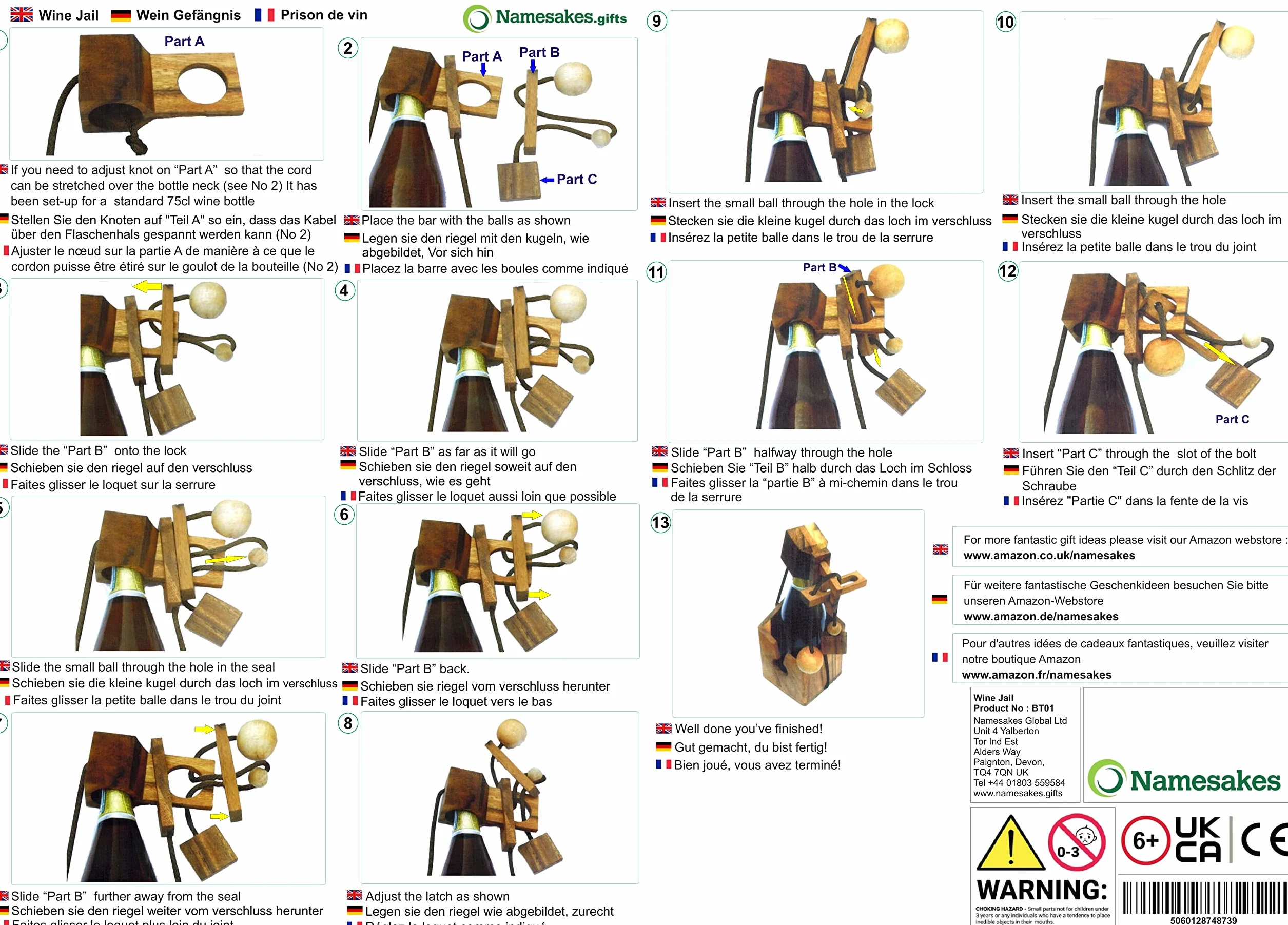 Puzzle bottiglia di vino Rompicapo regalo per adulti Natale