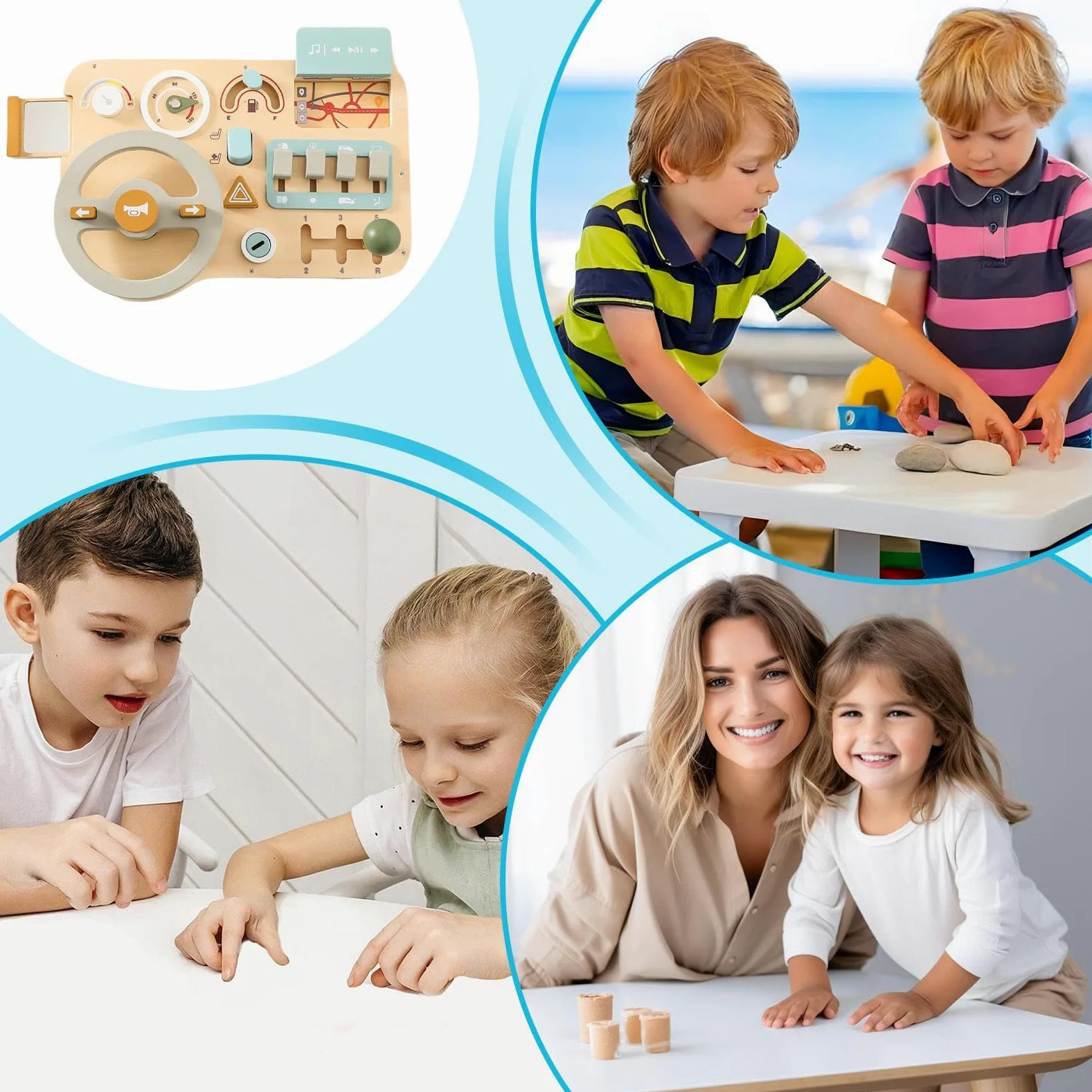 Generico Volante per Bambini Giocattoli Educativi di Guida in Legno | Antistress Giochi Sensoriali per Bambini Casa Aula Scuola Materna Feste Viaggi Compleanno