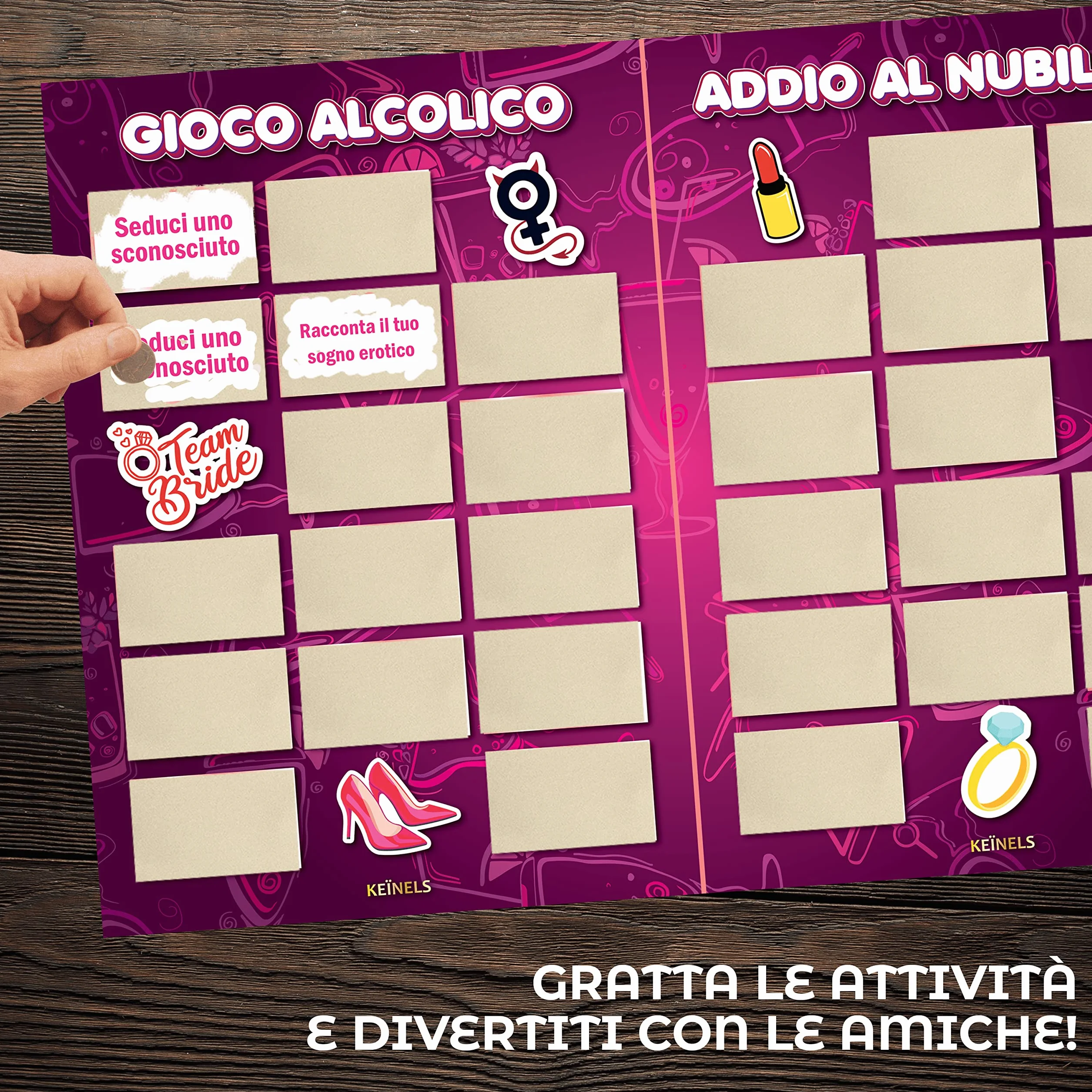 Giochi Alcolici Addio al Nubilato Calendario Alcolico da Tavola Gratta e Vinci Kit Scherzi per Bere