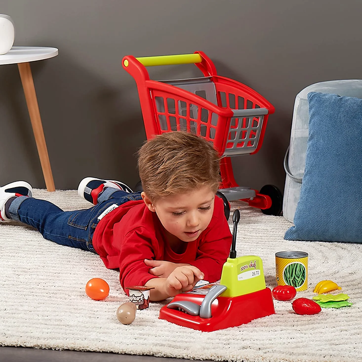 Écoiffier 1219 - Carrello di supermercato per Bambini + registratore + Accessori 100% Chef - a Partire dai 18 Mesi - Made in France