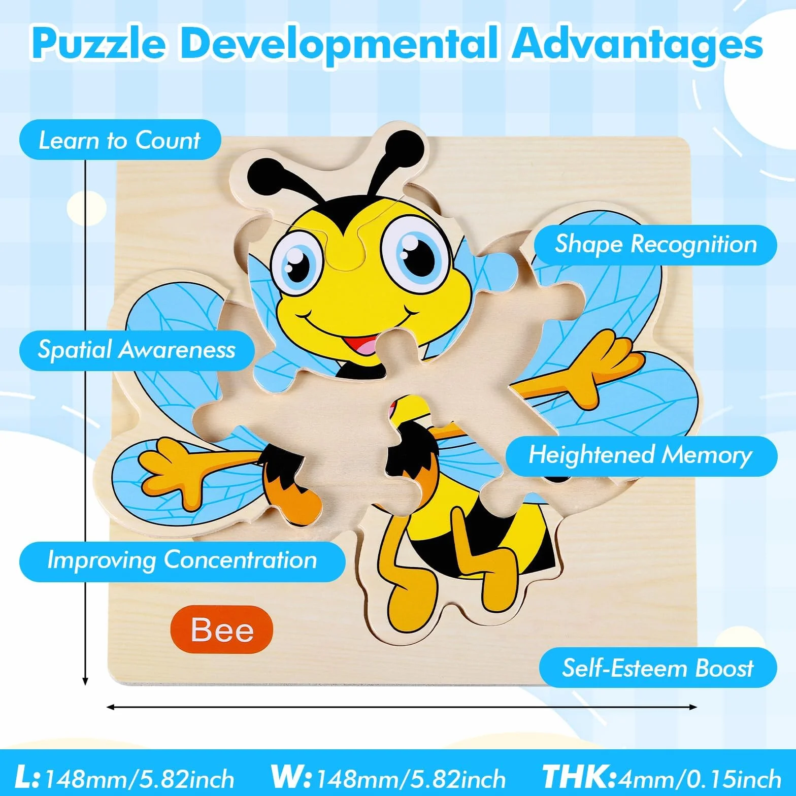 Puzzle Legno Bambini, 12 Pezzi Puzzle Animali Legno, Giocattoli Educativi Montessori Bambini 1 2 3 Anni, Set Puzzle per Regali Compleanno Pasqua Halloween Natale