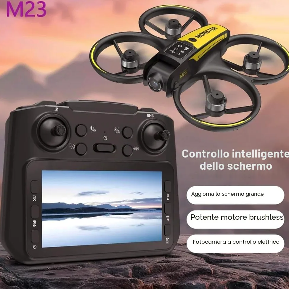 B 6k,Triple Battery,Drone m23 Professional 4k con Doppia Lente e Controllo dello Schermo, Rotazione acrobatica a 360 Gradi, decollo e atterraggio con Un Solo Pulsante