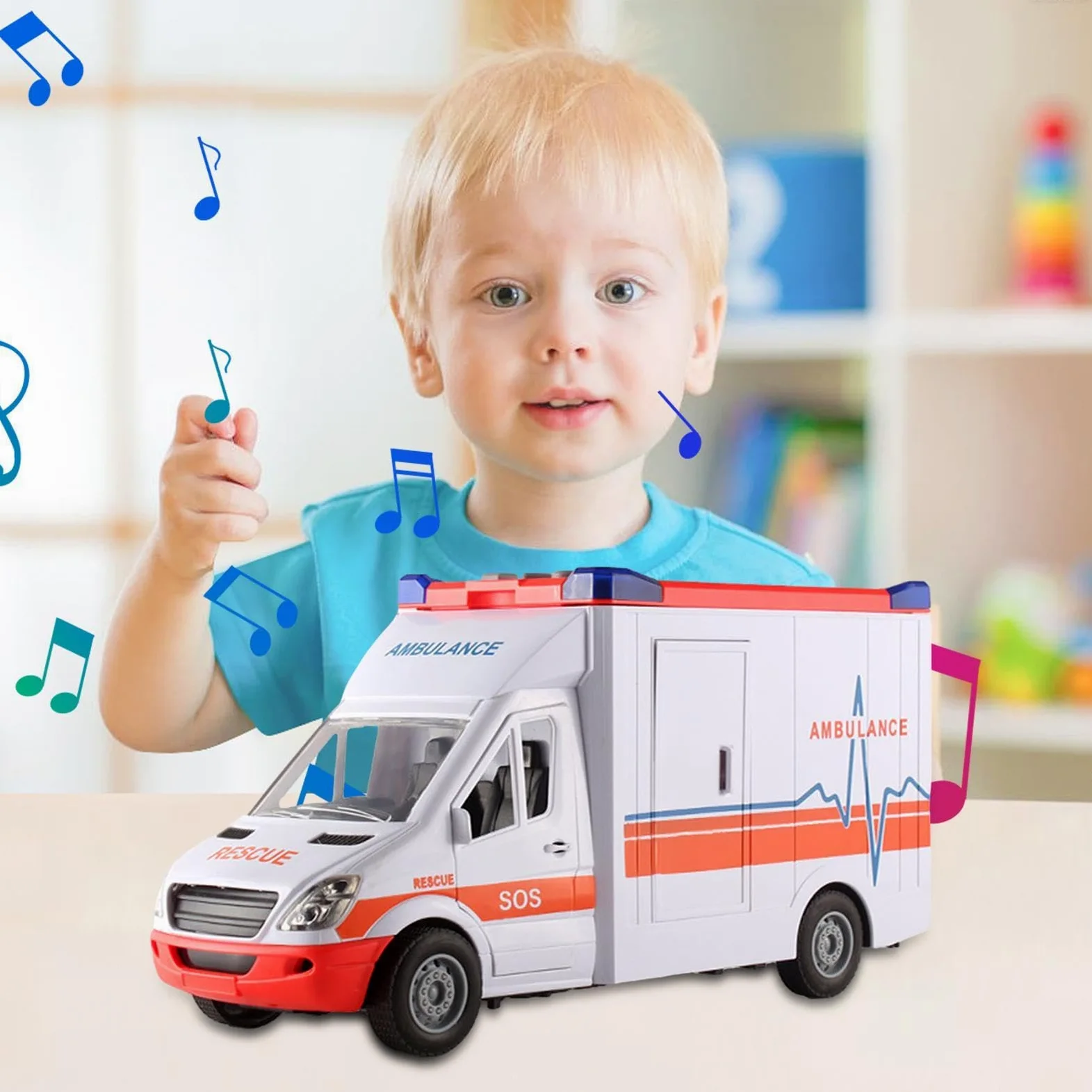Auto Giocattolo 'ambulanza – Veicolo Di Salvataggio Con Effetti Luminosi E | Suono Della , Grandi Auto Di Lunga Durata | Giocare E Imparare Per Bambini Set Di D