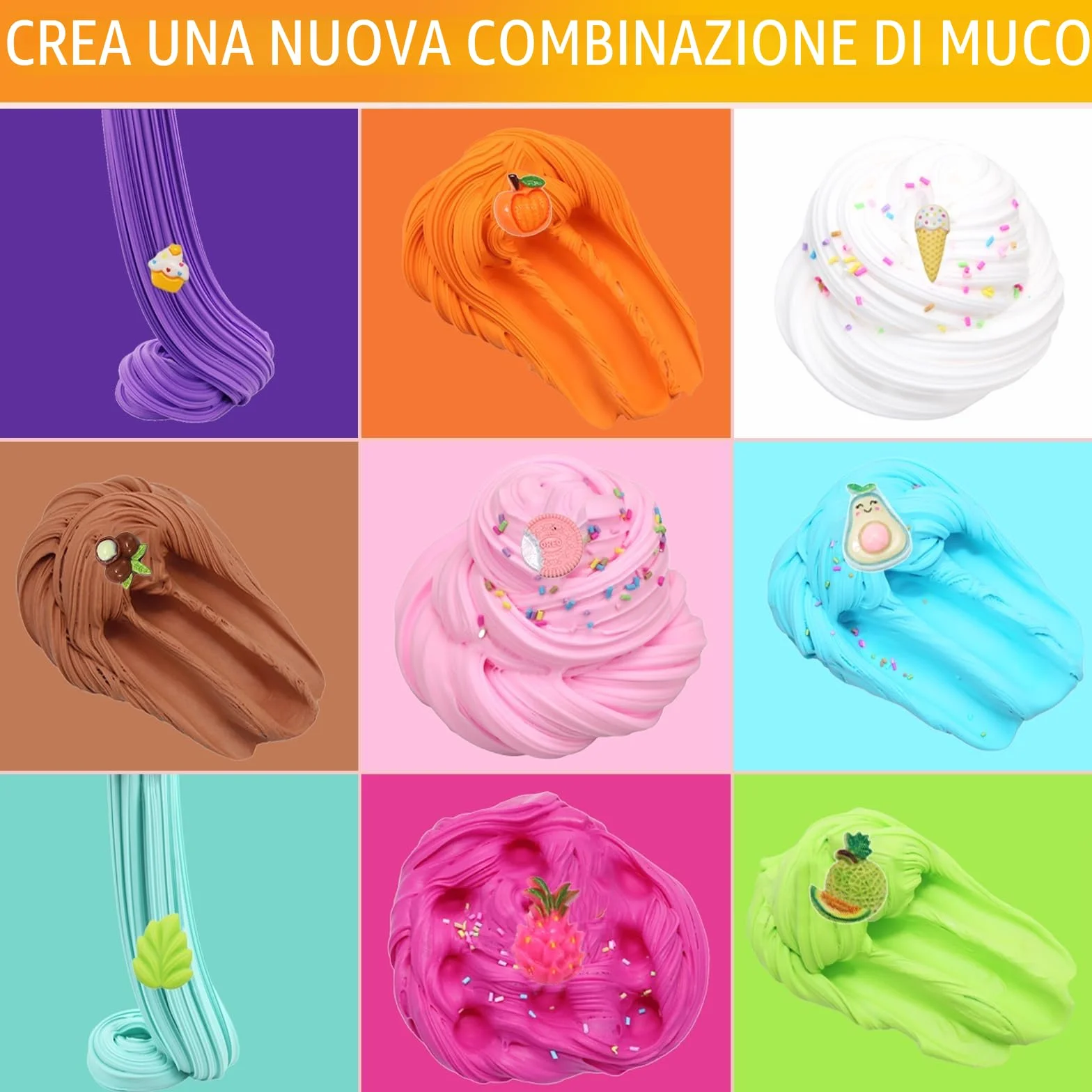 FAMKEEP Fluffy Butter Slime Set, 32 Colori, Putty Giocattoli, Crystal Slime per Bambini, DIY Slime Morbido ed Elasticizzato