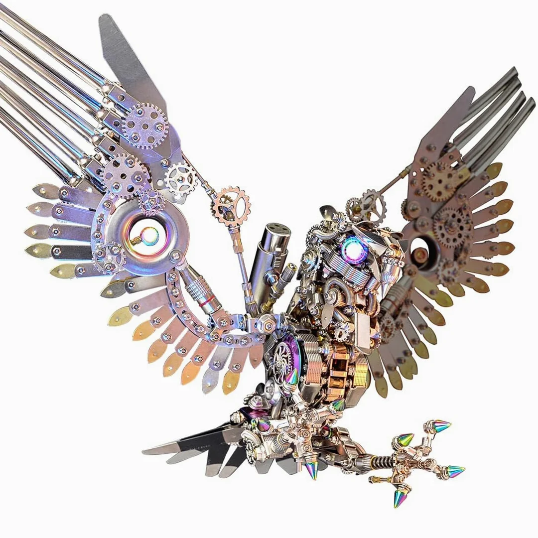 Kisss Puzzle in metallo 3D per adulti, 1800 + pezzi Steampunk Eagle Metal Modello, puzzle 3D fai da te, decorazione creativa, set regalo creativo per bambini e adulti
