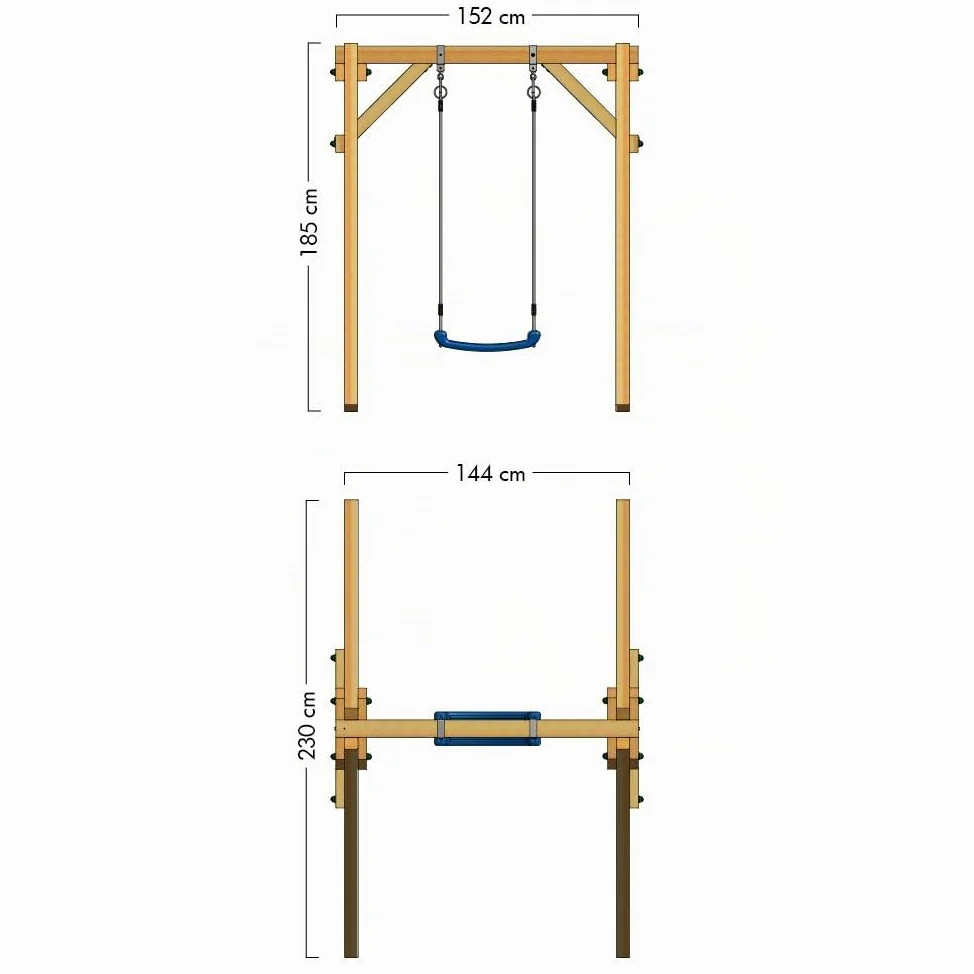 Altalena WICKEY Smart One gioco per bambini, altalena blu singola in legno da esterno o da giardino