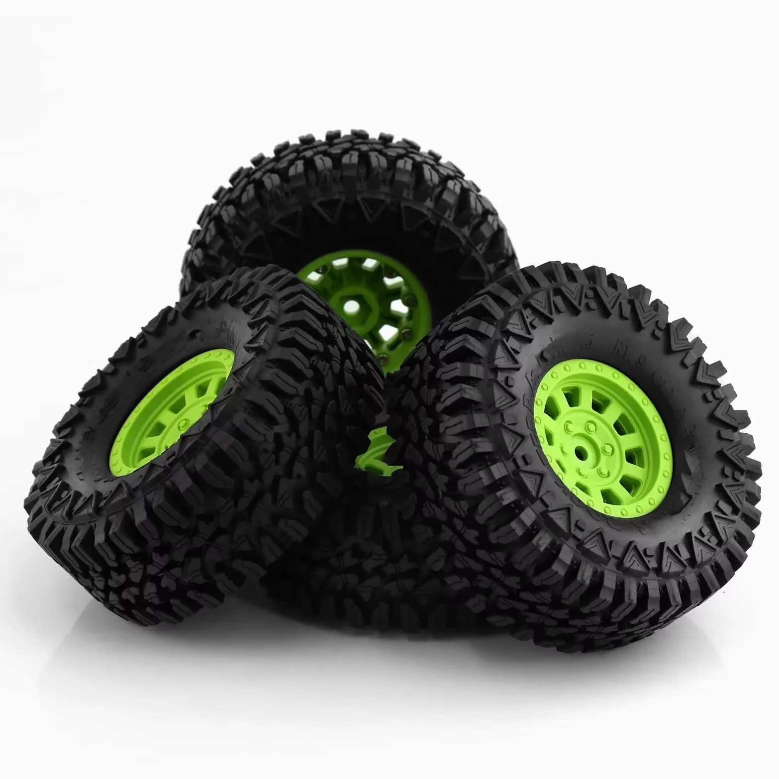 RC Ruote Gomma Compatibile Con Traxxas Per TRX4 D90 Per Axial Per SCX10 II III Per Redcat Per MST 1/10 RC Crawler Car Set Di Cerchi E Pneumatici Beadlock Da 1,9"(Green)