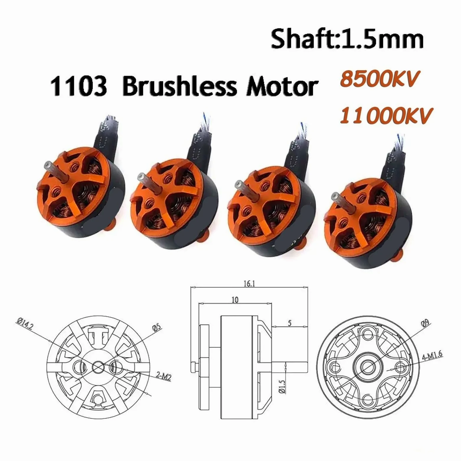 Motore Brushless 1103 8500KV 11000KV 1-2S Lipo 1.5mm per Tinywhoop 65mm FPV Drone