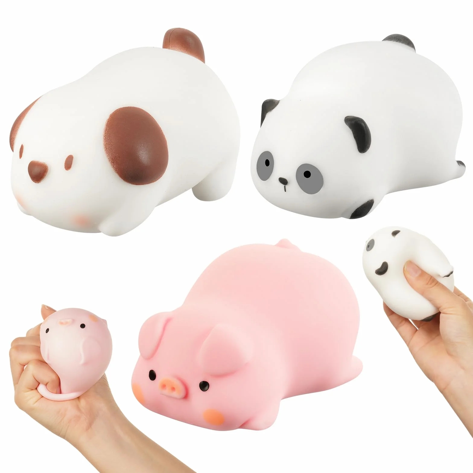 Squishy Squeeze Giocattoli Antistress 3PZ Maiale Cucciolo Panda Morbidi