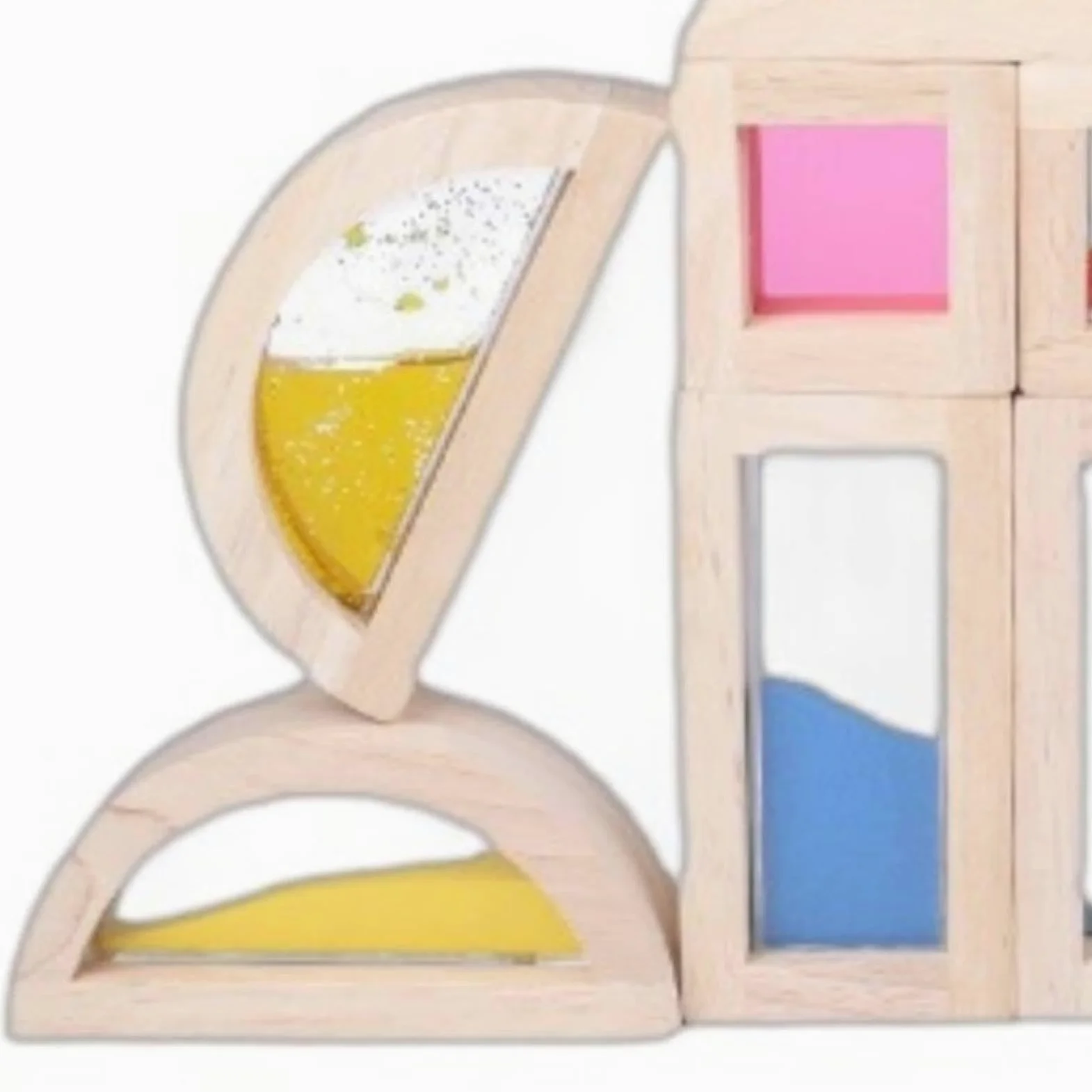 Blocchi da Costruzione in Legno, Gioco di Blocchi impilabili Arcobaleno, Giocattoli sensoriali Multicolori per la Prima Infanzia, creatività