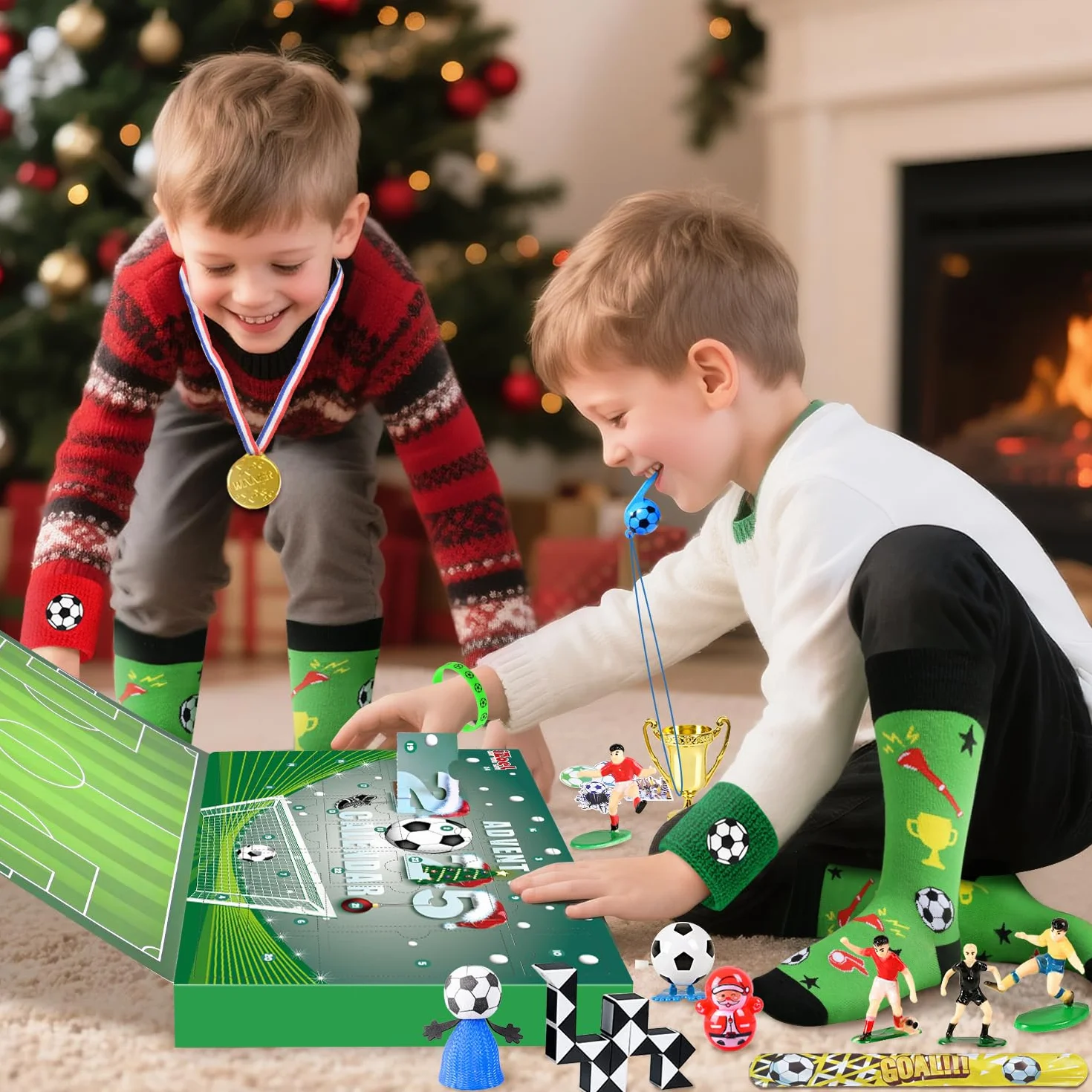 iZoeL Calendario Avvento Calcio Calendario Avvento 2025 Giocattolo per Bambini Idee Regalo Natale 2025 per 3 4 5 6 7 8 Anni Bambini Ado, Regali di Natale per Figlio Figlia Nipote Fratelli Sorelle