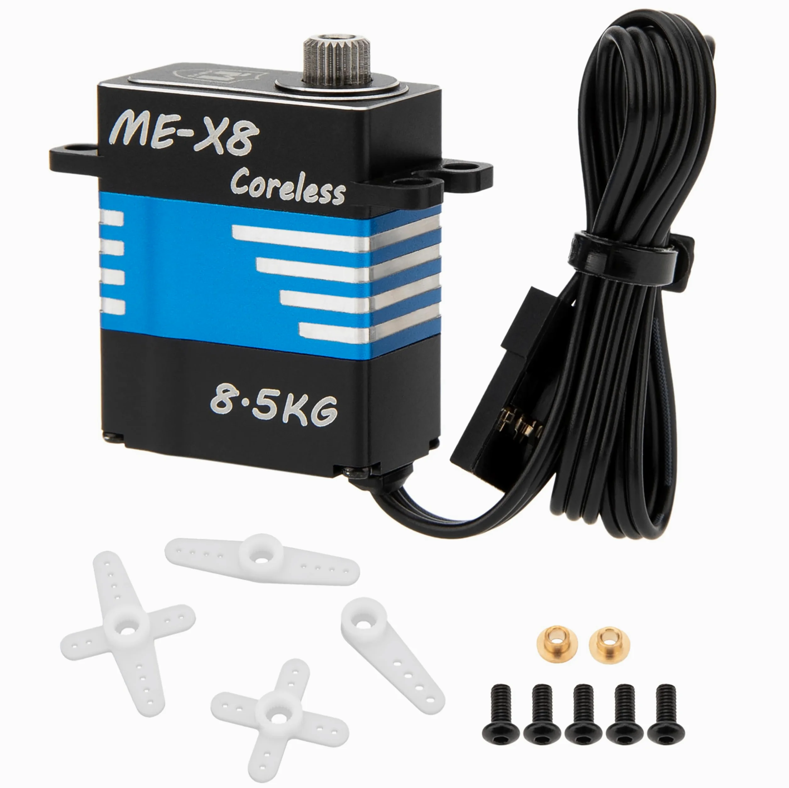 MEUS Racing V2 Coreless RC Micro Servo 8.5KG con coppia elevata per SCX24 TRX4M SCX10 TRX4 1/24 1/18 1/10 1/8 RC Crawler Car, cablaggio posteriore (ME-X8)