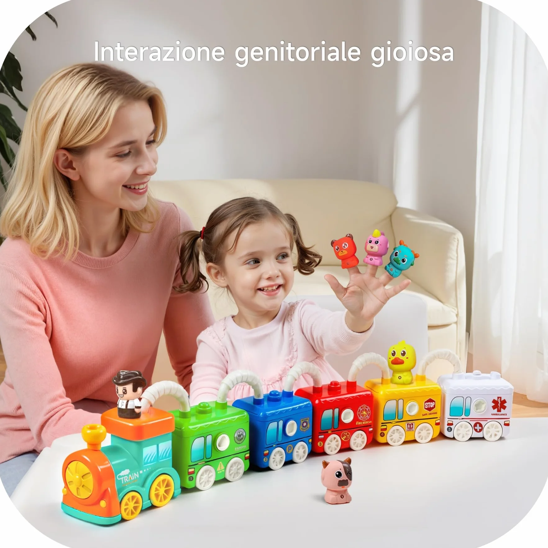 Treno Apprendimento Montessori - Giocattolo Educativo con 5 Serrature & Animali per Bambini 2 3 4 Anni, Gioco Motricità Fine e Colori, Regalo Perfetto