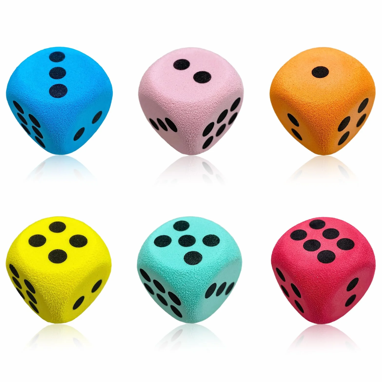 Set di 6 Dadi da Gioco Grandi 38mm, Dadi Giganti Colorati a 6 Facce per Gioco dell'Oca, Giochi da Tavolo e Attività Didattiche, Accessori per Giochi di Società, 6 Colori Assortiti