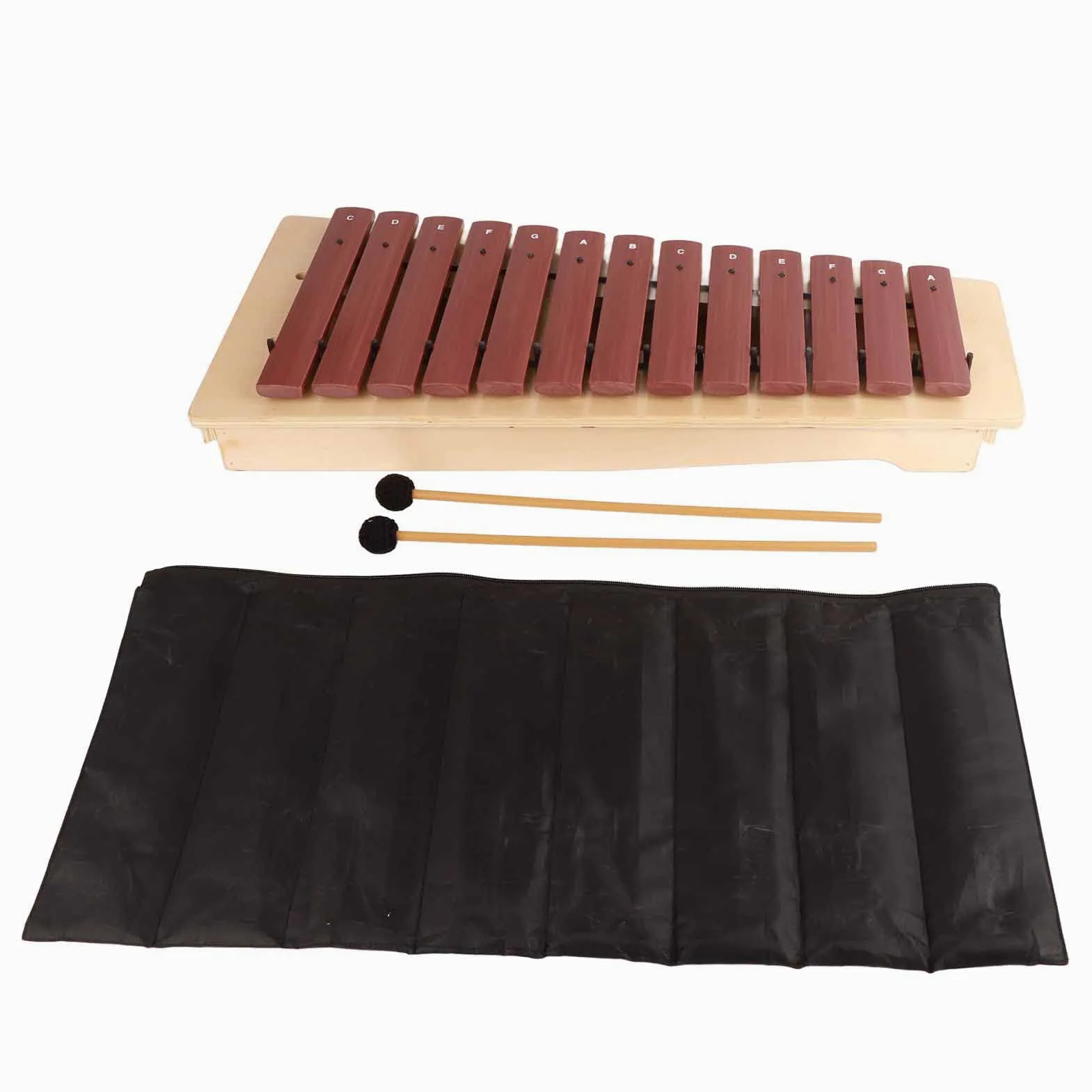 Xilofono Strumento Musicale in Legno Giocattolo Percussioni Ad Alto Tono per Bambini Gioca a 13 Toni Rossi con Custodia