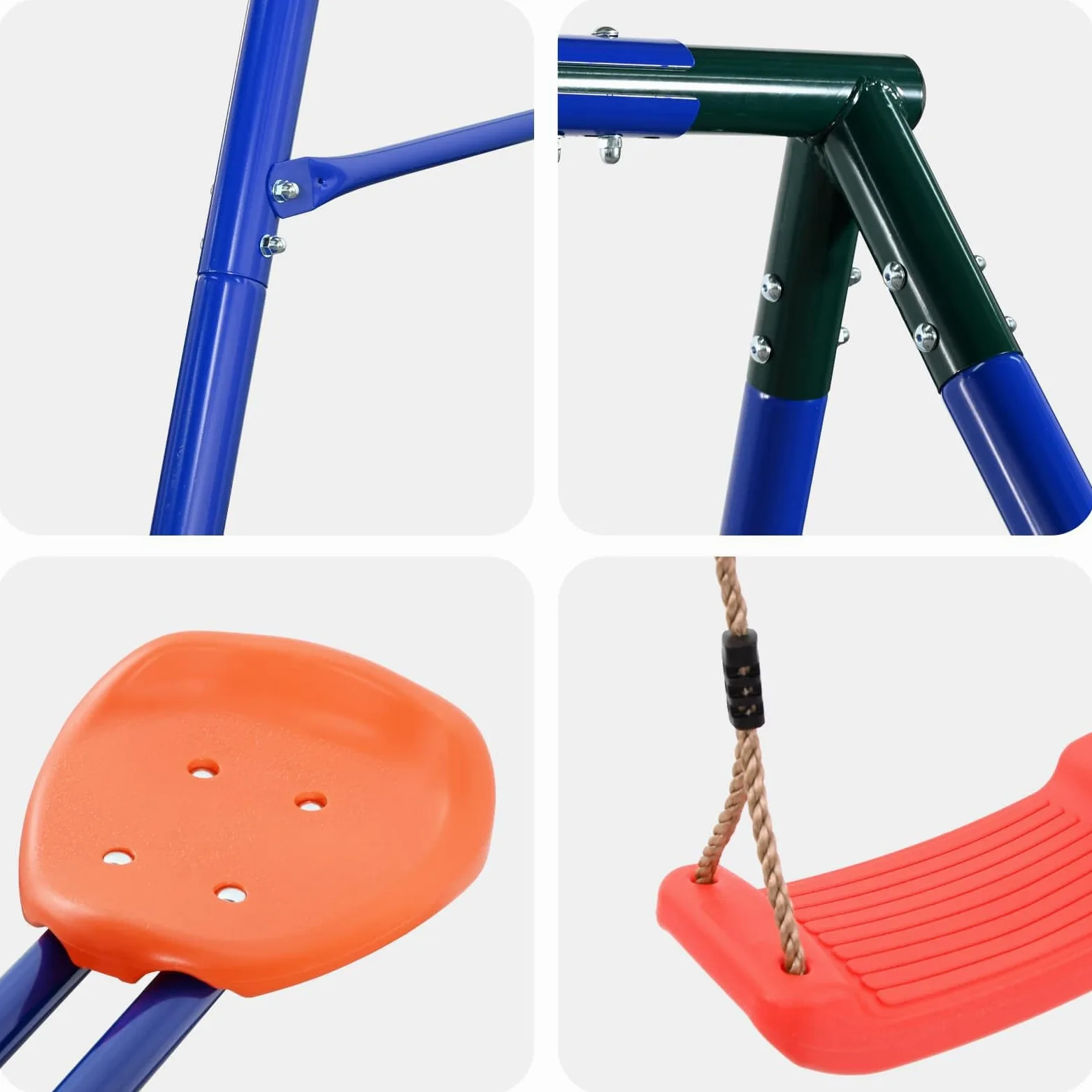 Set di altalena per esterni, multicolore, 330 x 185 x 185 cm, in acciaio PE, parco giochi per bambini dai 3 anni in su, resistente alle intemperie, struttura stabile, sedile regolabile, per