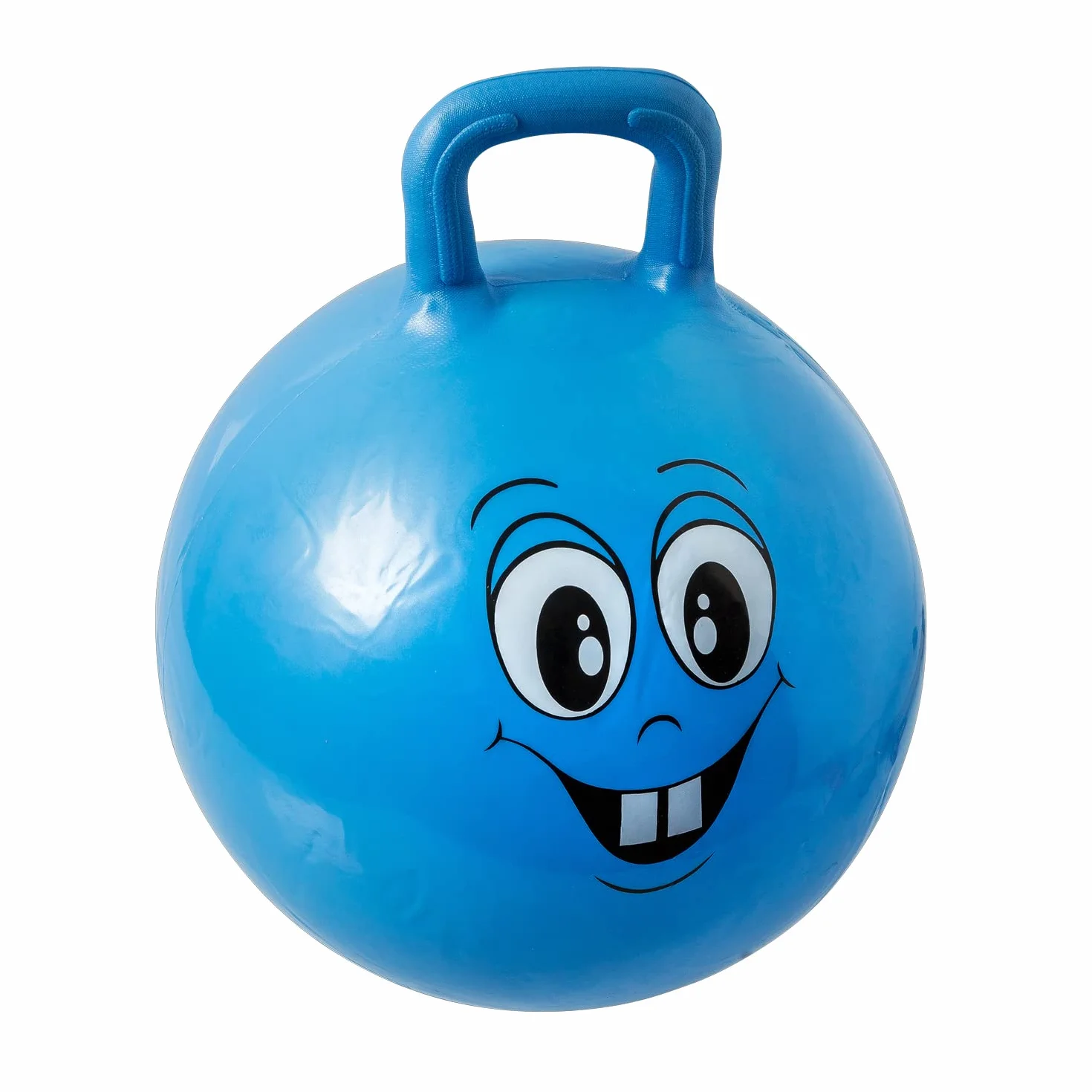 Idena 40094 Happy Face - Pallone per Saltare in Blu, Diametro ca. 45-50 cm, Portata Fino a 50 kg, Perfetto per Estate, Parco o Asilo