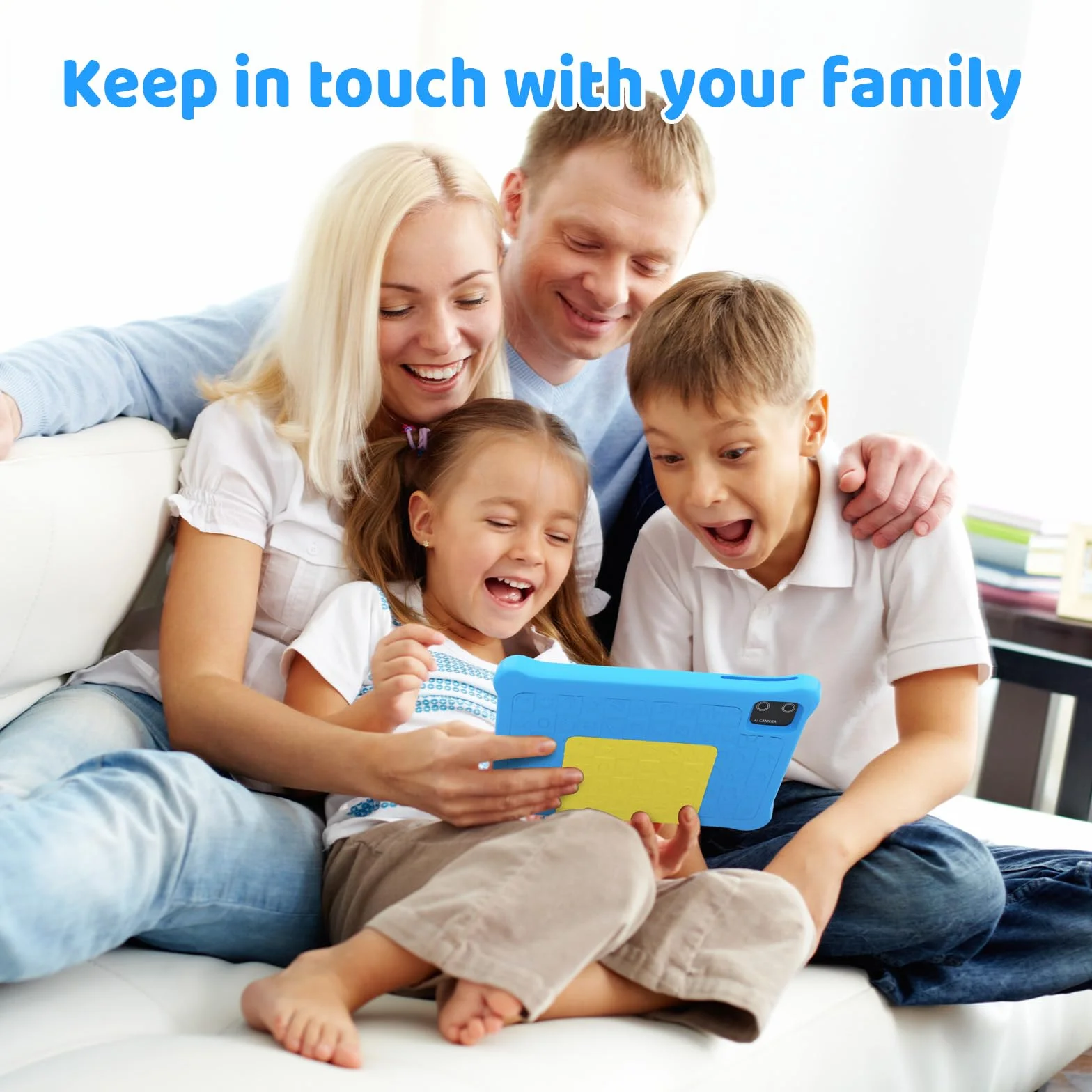 Tablet per bambini 7 pollici Android 12 con Custodia,Wifi,Bluetooth,Modalità di Controllo Parentale,Doppia Fotocamera,Protezione Degli Occhi,Tablet di Apprendimento di Google Services (blue)