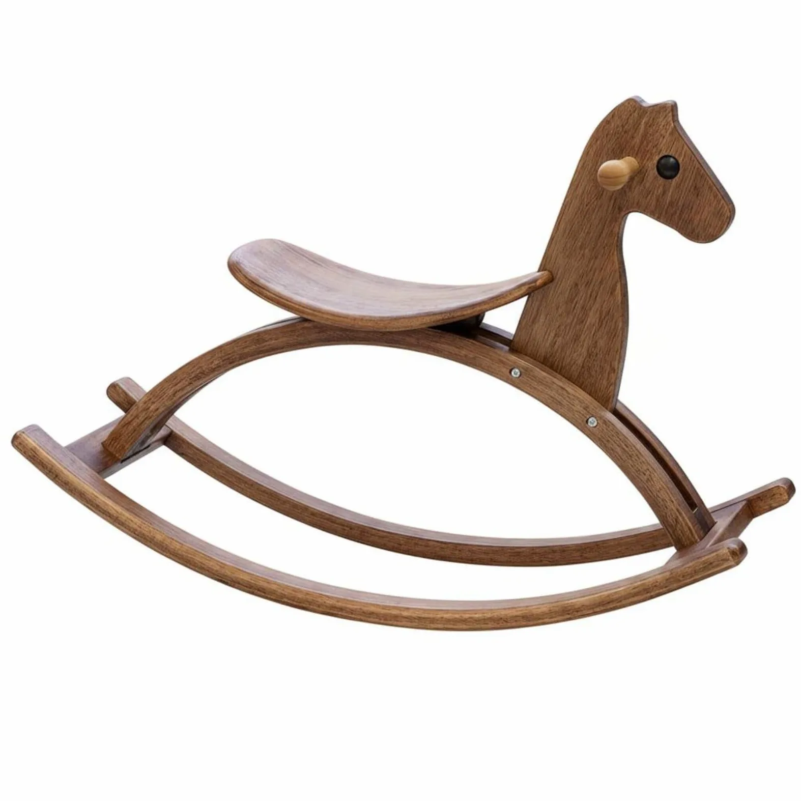 Sedia a Dondolo per Bambini Giocattolo a Dondolo Cavalluccio in Legno Seggiolina Dondolante Poltroncina Dondolante con Design Curvo Minimal E Venature, color to 1