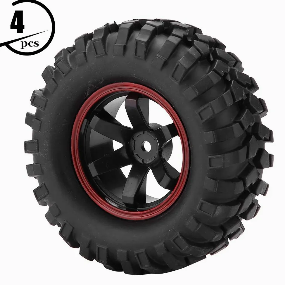 KIMISS 1 10 Rc Truck Wheels 12Mm Hex Slash 4X4 Pneumatici Gomma Plastica 4Pcs 6 Fori Pneumatici per Ruote Pneumatici in Gomma con Mozzi per 1 10 Scala Rc Crawler off Road Truck