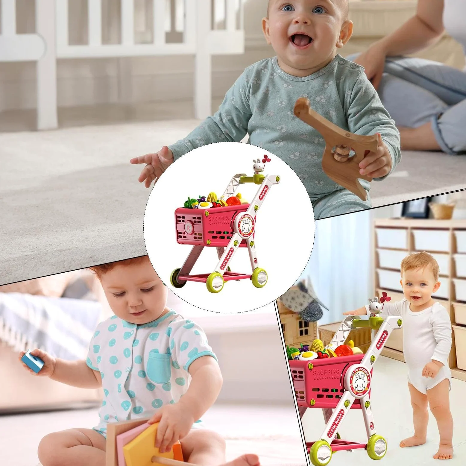 Carrello Spesa Bambini Cucina Finti Educativi Interattivi | Set Carrello Spesa Finti Cucina Finti Per Bambini E Bambine, Compleanno E Vacanze