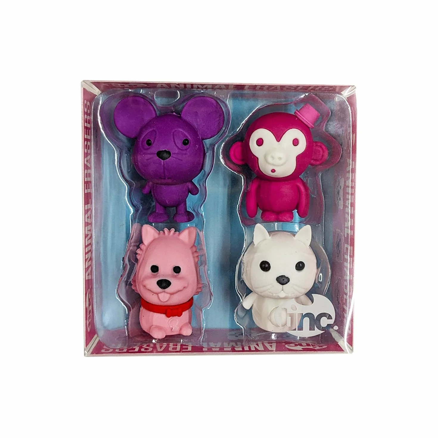 Tinc - Gomme Animali - Set di Figurine Multicolori da Collezione per Scuola e Disegno - Cancelleria Creativa - Regalo per Bambini - Assortiti - Confezione da 4