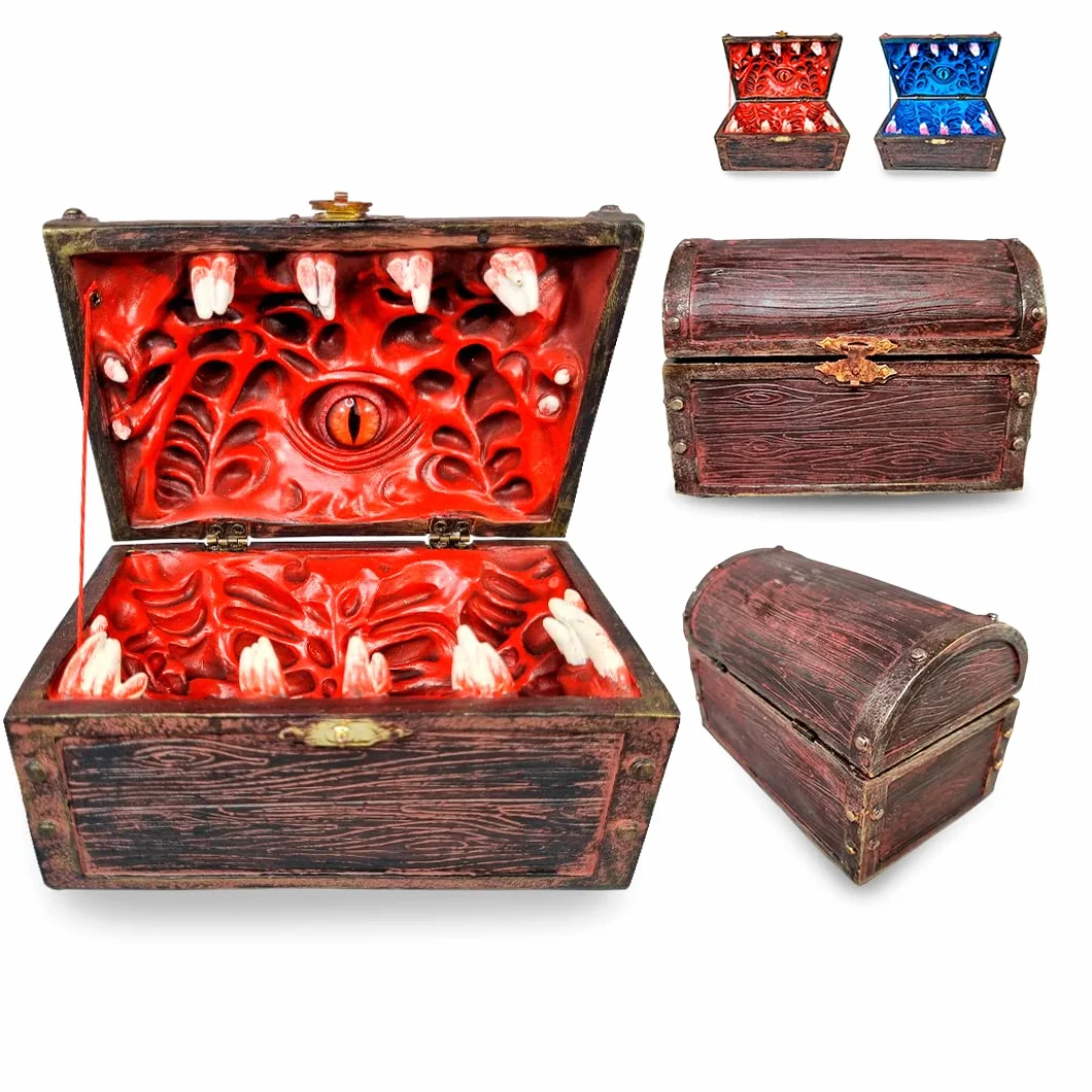 Dungeon Scrigno Mimic Porta Dadi, Chest, Set di Dadi da Tavola, Vassoio con Dungeons and Dragons, DND, RPG, Giochi di Ruolo.