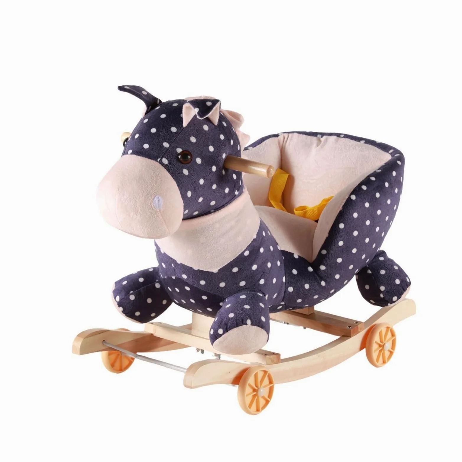 Cavallo a Dondolo con Ruote Morbido Cavalluccio a Dondolo Felpato Sicuro Giocattolo per Bambini, Cameretta, color to 2, 60 28 50CM