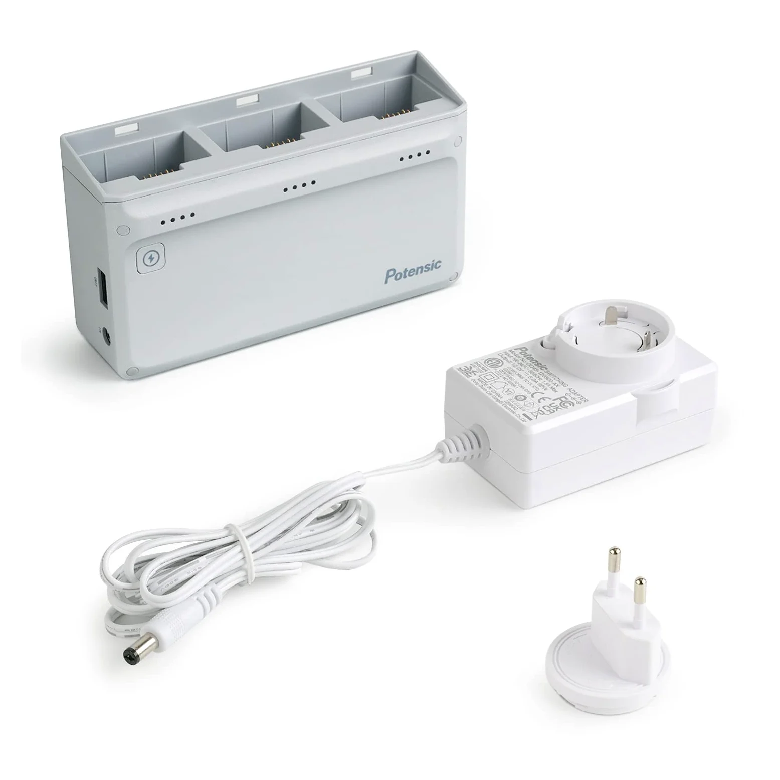 Potensic Hub di Ricarica Veloce Parallelo Senza Batteria, Compatibile con Atom SE e ATOM, Può Caricare 3 Batterie e 1 Telecomando Contemporanea, Controlla Stato Batteria e Carica Altri Dispositiv USB