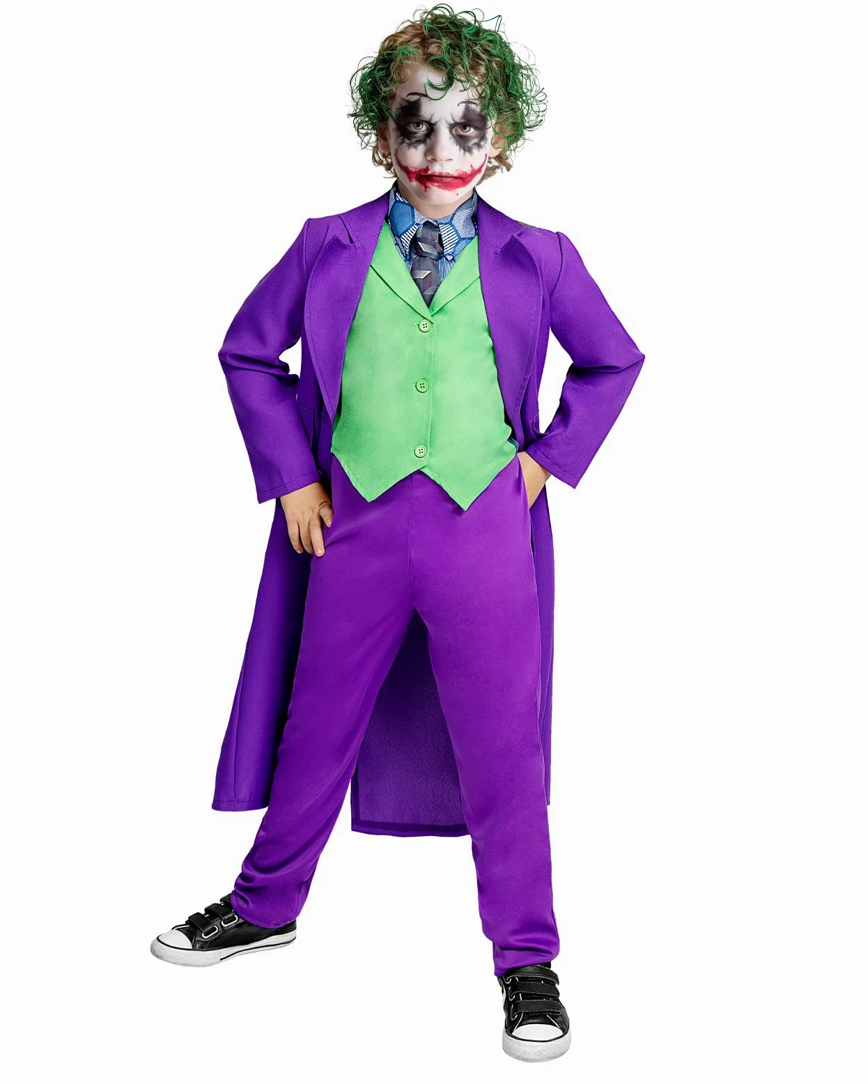 Funidelia Costume Ufficiale di Joker per bambino, Include giacca, gilet con colletto e cravatta e pantaloni, Supereroi, DC Comics - Completo per bambini per feste, Carnevale e Halloween