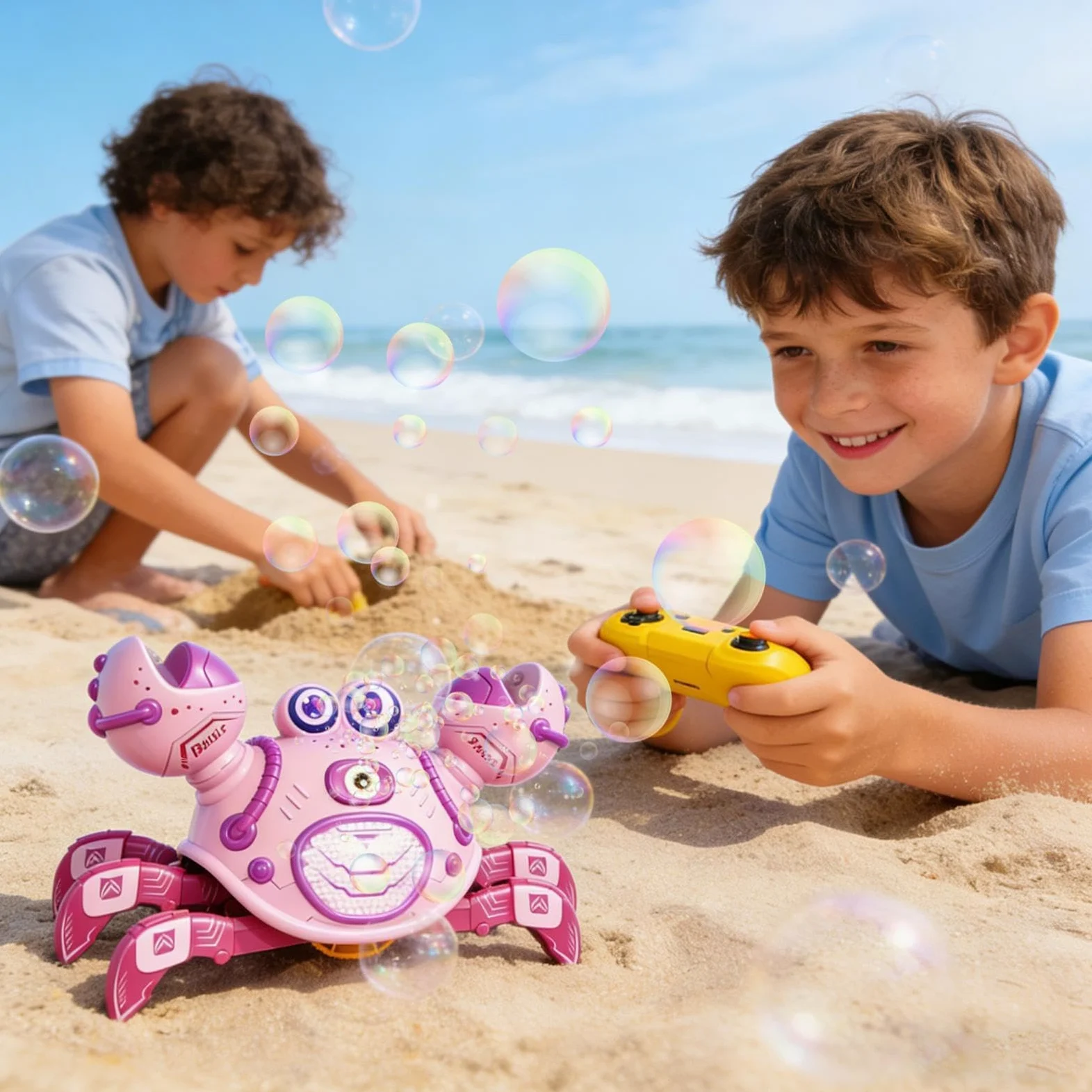 Giocattolo Strisciante con Musica Elettrico Ricaricabile | Giocattolo che Fa Bolle con Granchio Strisciante per Bambini Bambine Casa Scuola Esterno Viaggi Campeggio Spiaggia