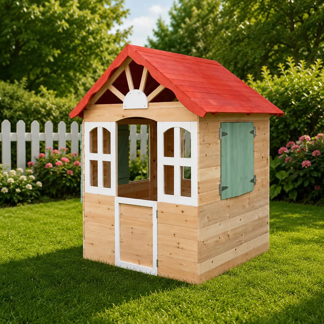Casetta per Bambini Casa Gioco per Bambini Esterno casetta da giardino per bambini casetta per Bambini da Interno Giardino Casetta da Gioco Tradizionale Grande 120x108x138cm.