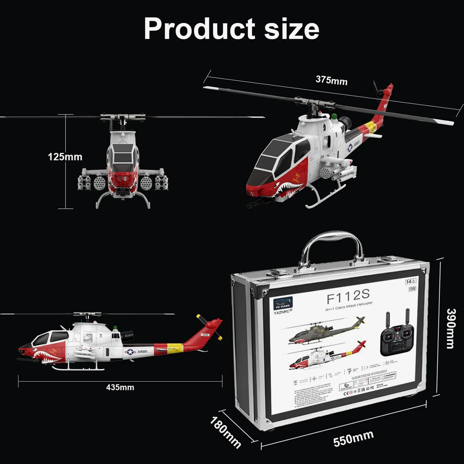Elicottero radiocomandato elettrico brushless Flying Wolf GPS con volo di oltre 15 minuti doppia batteria custodia per il trasporto adatto ad adulti e principianti(White)