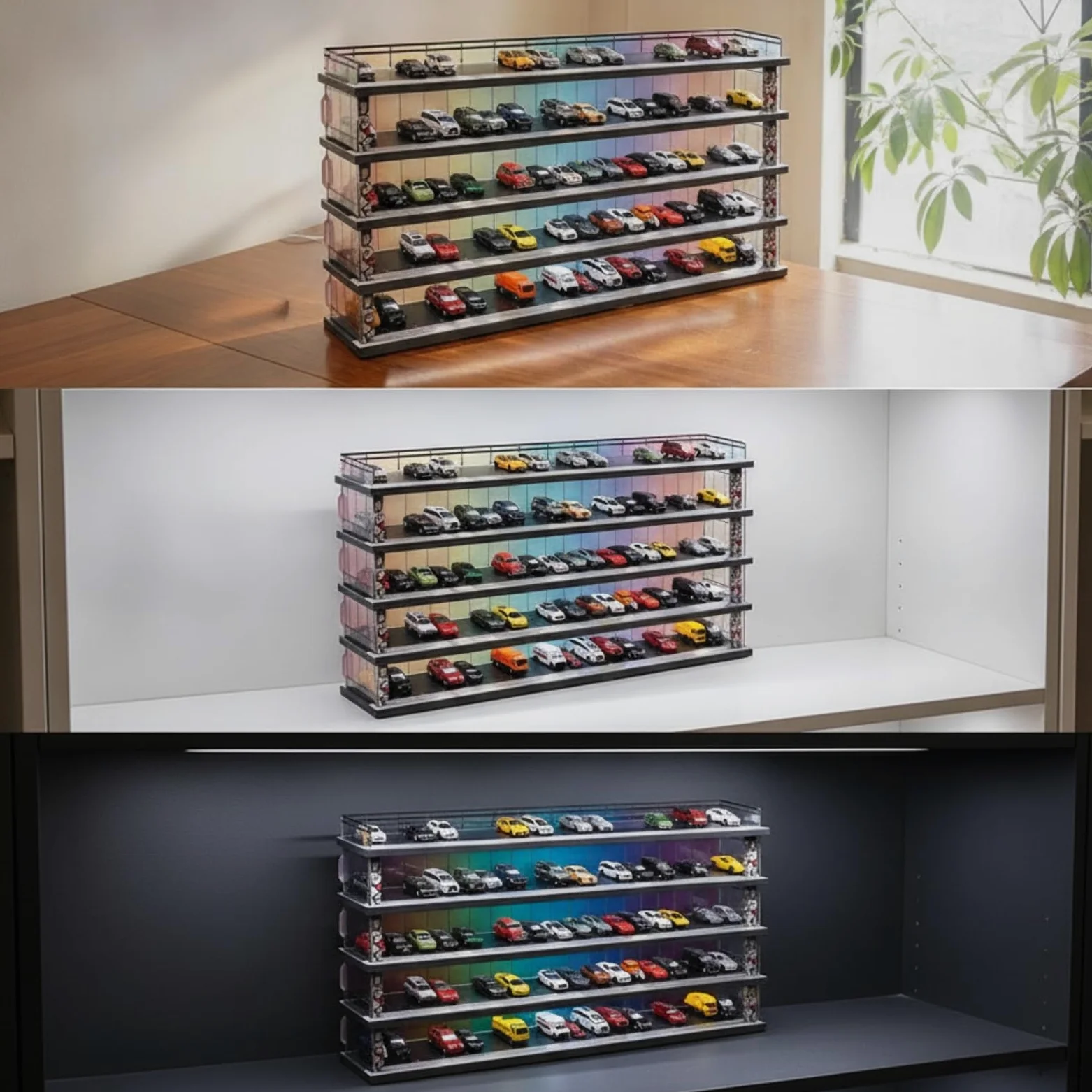 MagiDeal Espositore a Forma di Garage da Tavolo Mensola Trasparente Salvaspazio Porta Modellini di Auto per Stanza dei Giochi