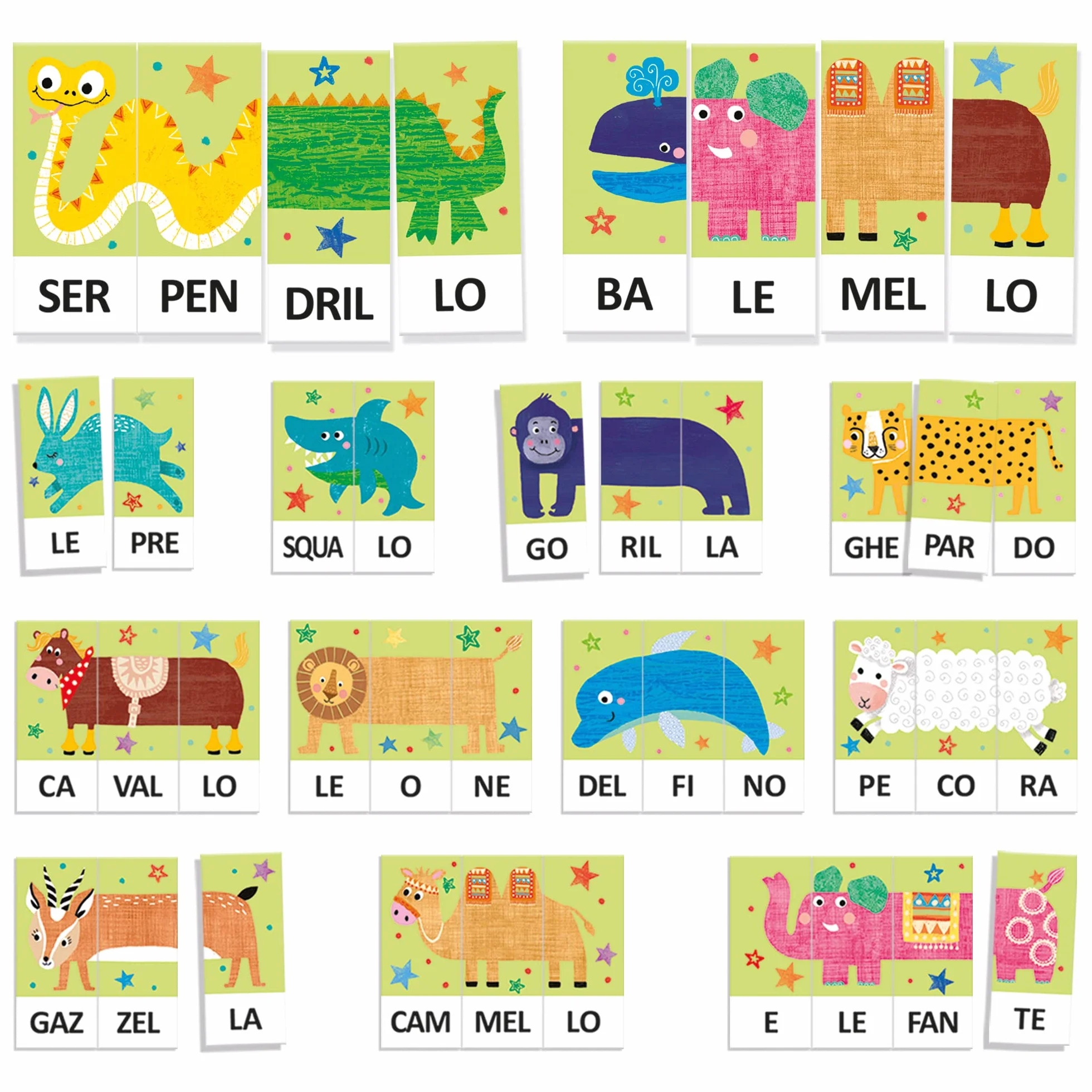 HEADU Fantasillabe Gioco Educativo 3-6 Anni Imparare a Leggere Giochi Lettura Bambini Made in Italy
