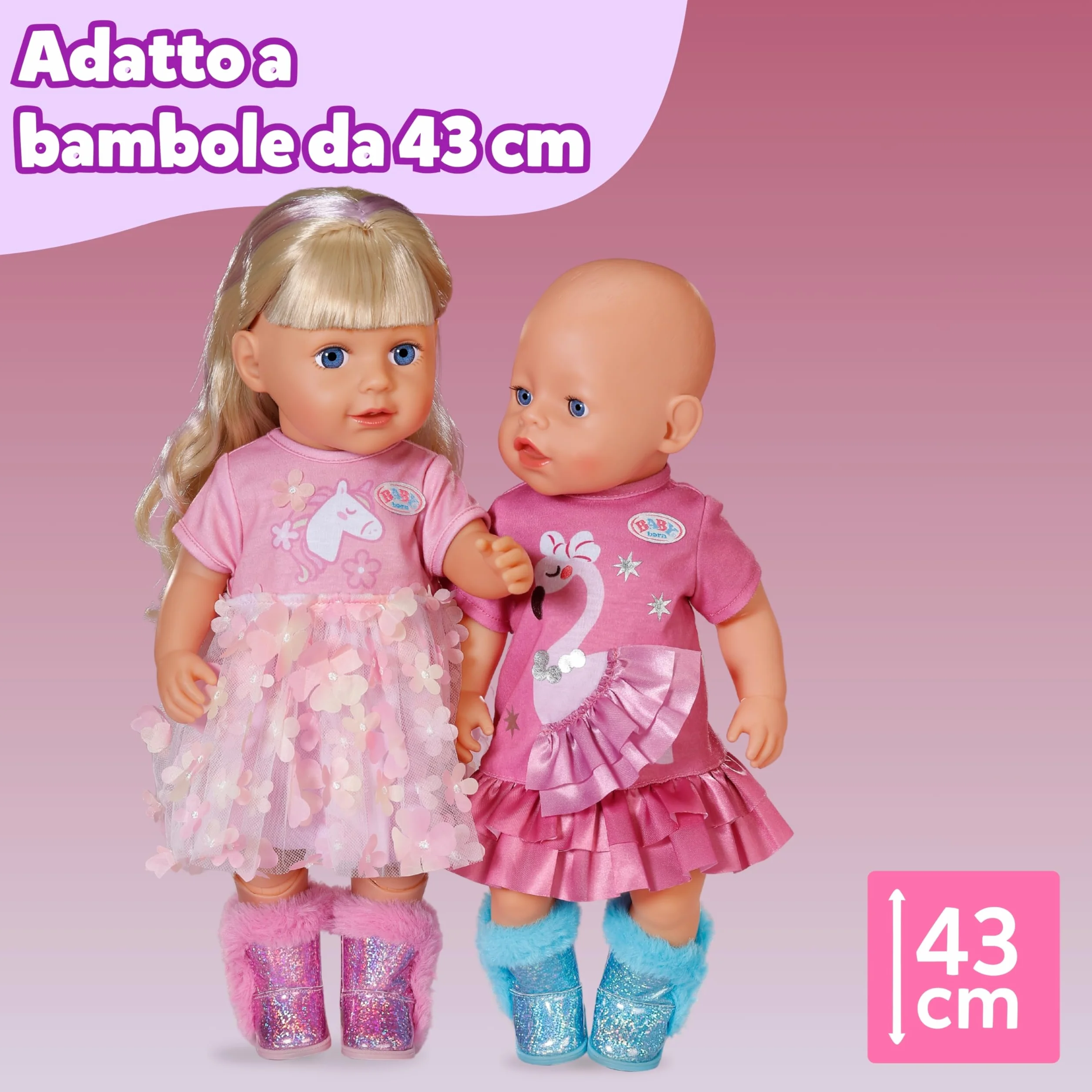 BABY born Stivaletti Glitter – 1 paio di scarpe per bambola in due design possibili – Selezione casuale del modello – Adatti a tutte le bambole da 43 cm – Accessorio per bambole di alta qualità