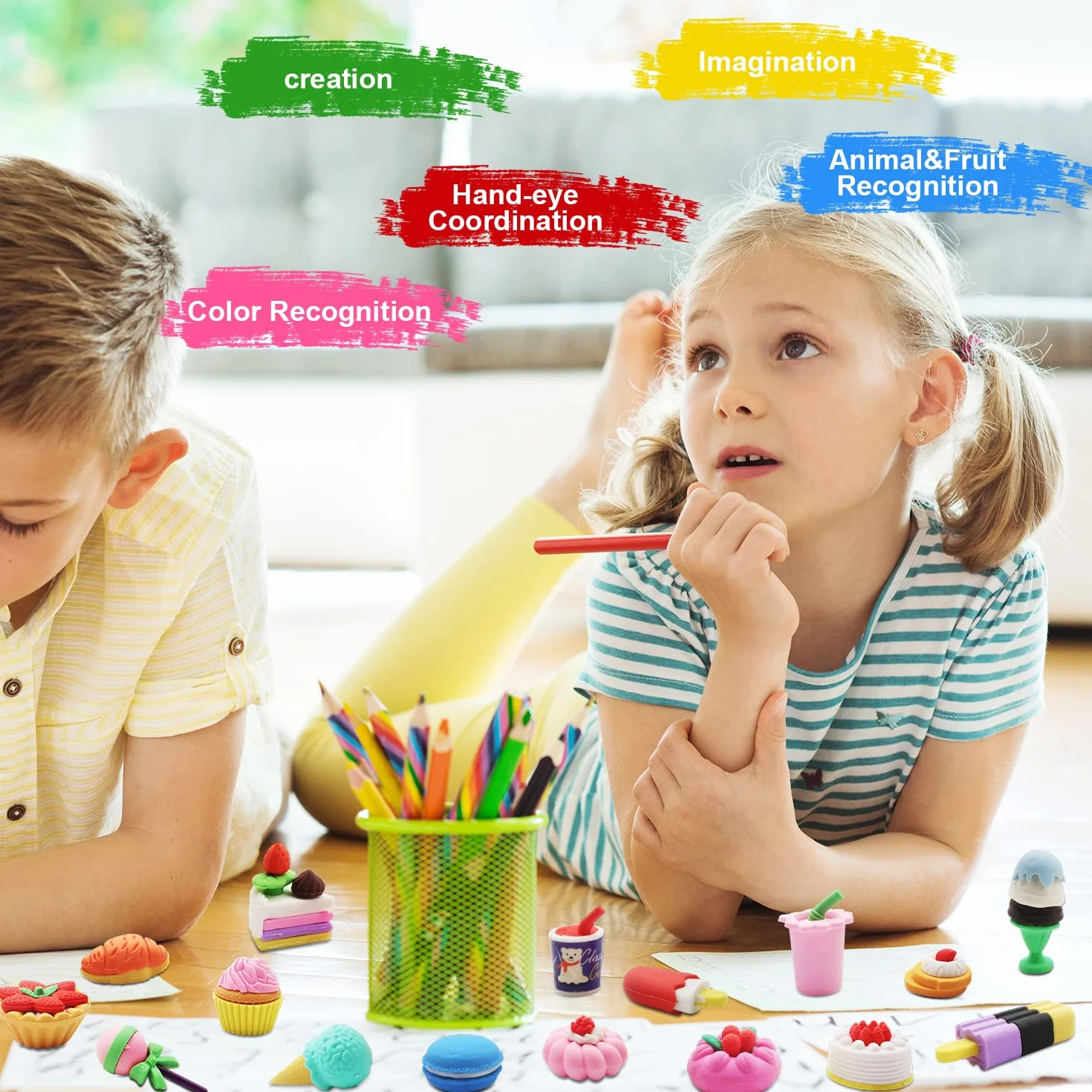 Gomme fantasia, 30 pezzi gomme carine, gomma bambino, gomma fantasia, adatto per compleanno festa dei bambini Festival Capodanno Natale (diversi stili, selezionati a caso)