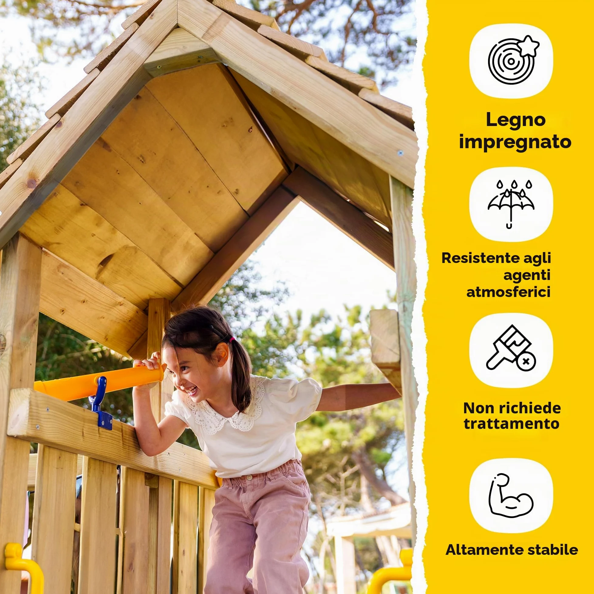 Wickey Parco giochi DinkyHouse con estensione dell'altalena - con scivolo & telone rosa pastello - Torre di arrampicata per bambini per il giardino in legno massiccio - 303x317x247 cm