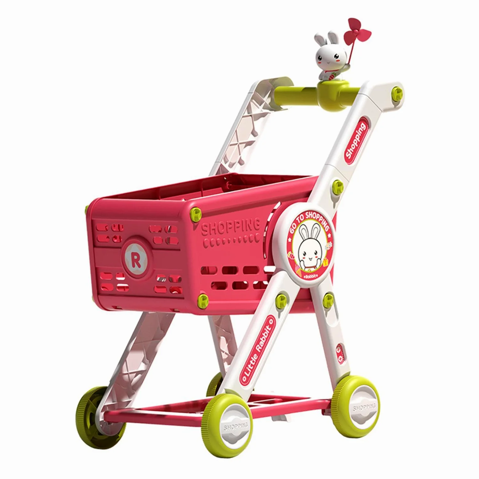 1 Pezzo Carrello della Spesa Giocattolo per Bambini Cestino del Supermercato Accessori Staccabili Struttura Stabile Simulazione Realistica Adatto al G, Solo Carrello