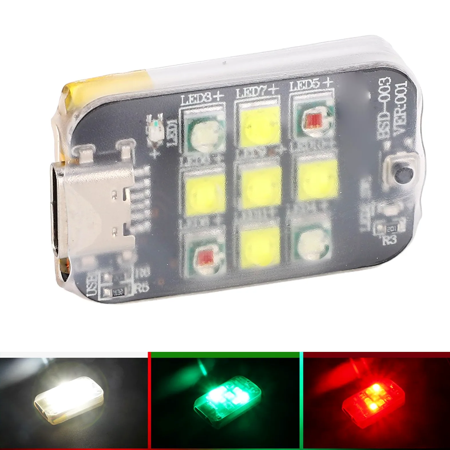 Jeffergarden Luce Stroboscopica per Drone, Luce Anticollisione PCB a 9 LED, Luci Drone Ricaricabili da 300 MAh per Volo Notturno, visibilità 6 Km, 9,4 G per Avata 2 Air 3 Mini 3 Pro