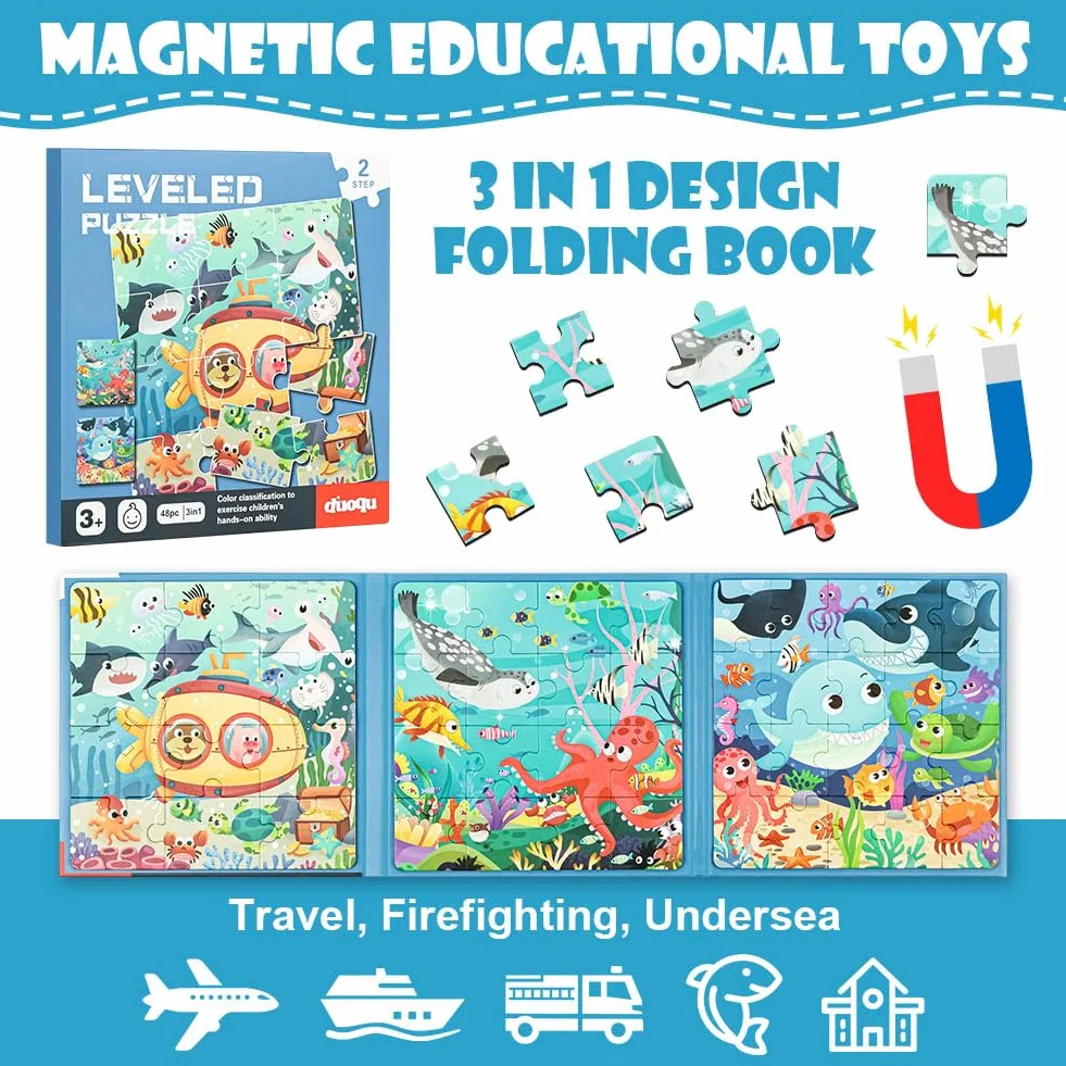 Aolso Puzzle Magnetici Montessori Giochi per Bambini 3-7 Anni Esplorazione Sottomarina