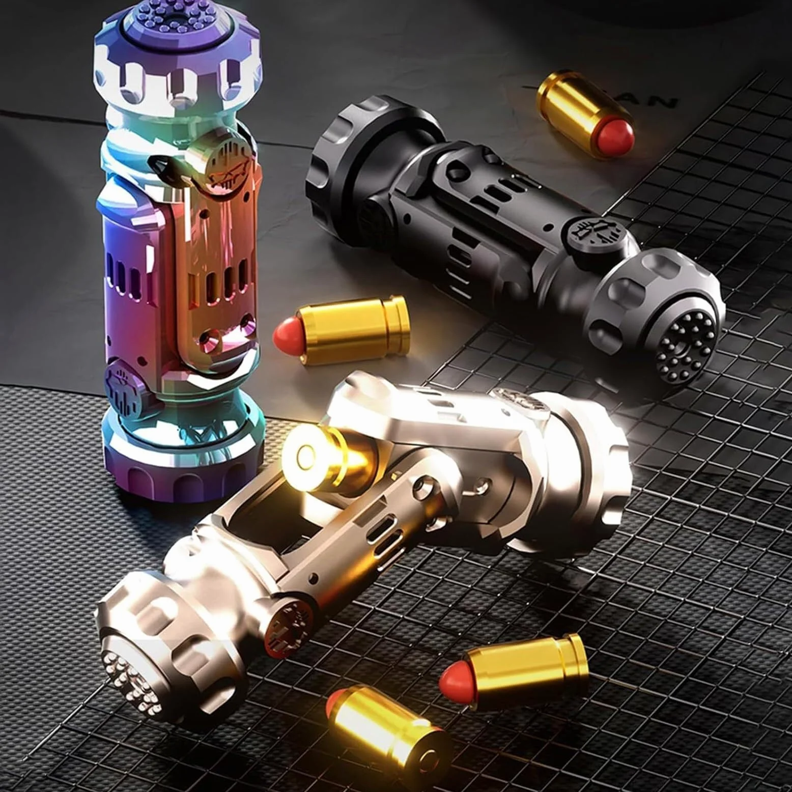 Giocattolo antistress Combo Spinner e Slider, 1 pezzo | Metallo CNC di alta qualità, rotazione silenziosa e clic. Lancia freccette Ideale per ufficio, ADHD, ansia. Portatile