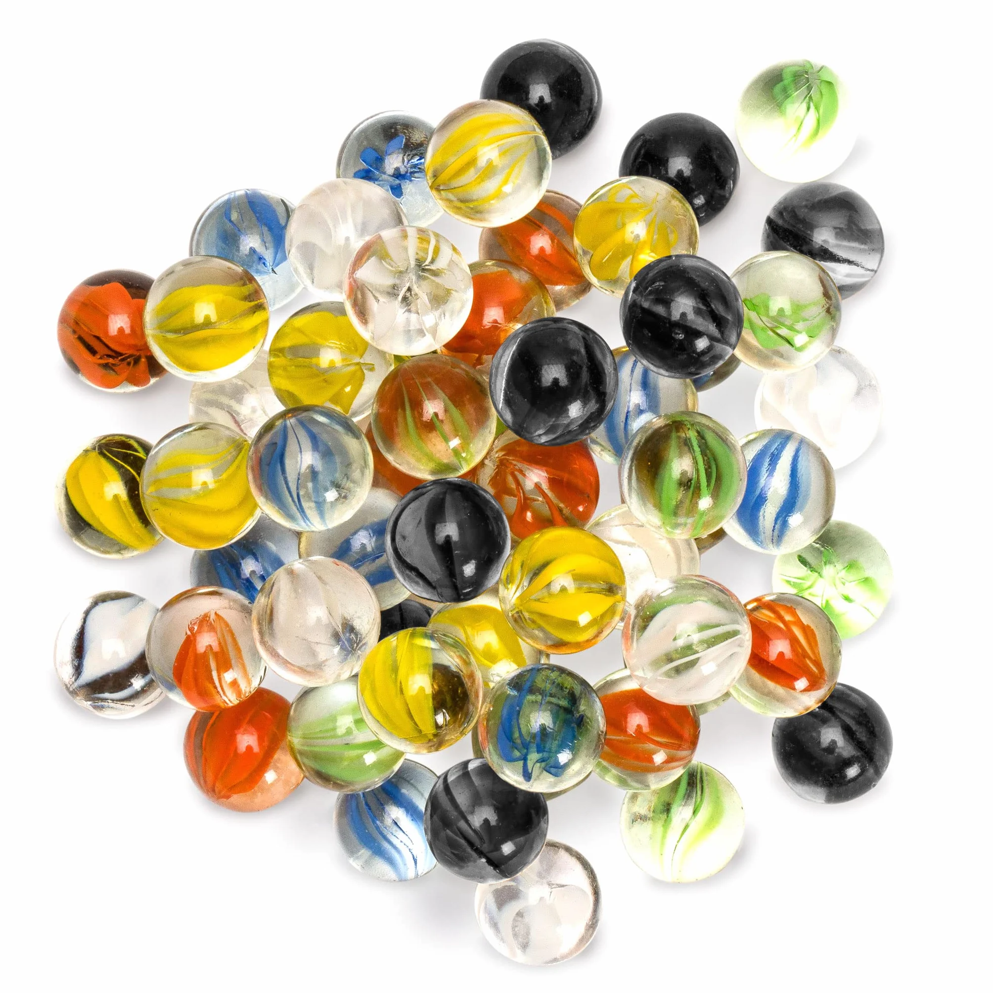 Yellow Mountain Imports Dama Cinese Set Biglie di Vetro Traslucide 60 Pz 14 mm Stile Petalo