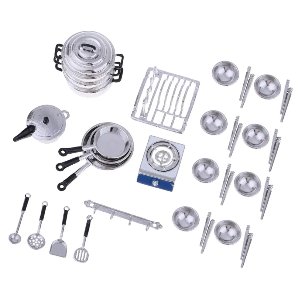 Pentole E Ciotole Per Casa Bambole 1/12 | set da cucina, stoviglie incluse, gioco di ruolo, miniatura