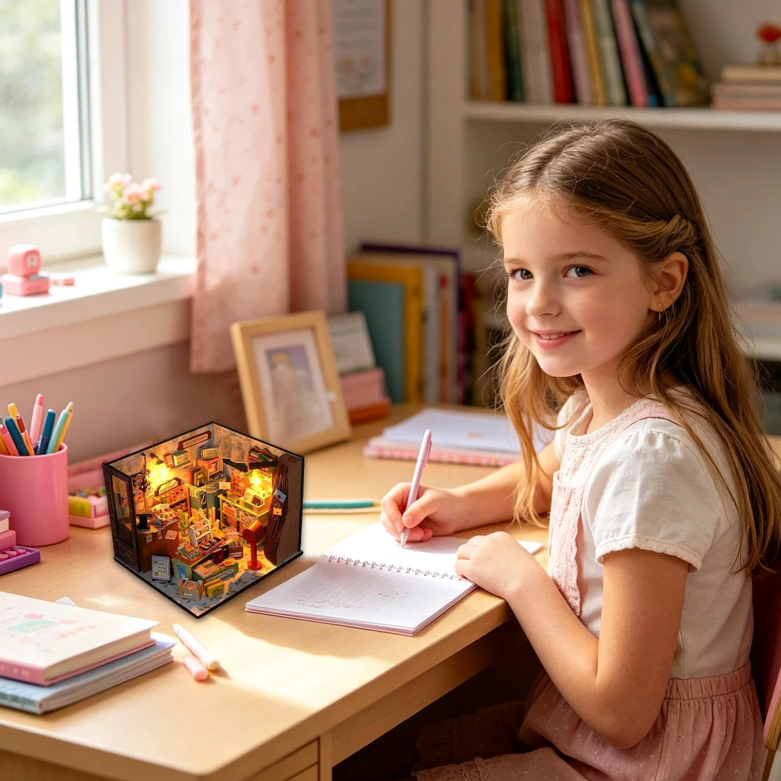 Kit fai da te per una casa in miniatura Giocattolo Di Costruzione | Kit Piccola Casa in Miniatura Per la decorazione di scrivania, dormitorio, appartamento, libreria, sogg