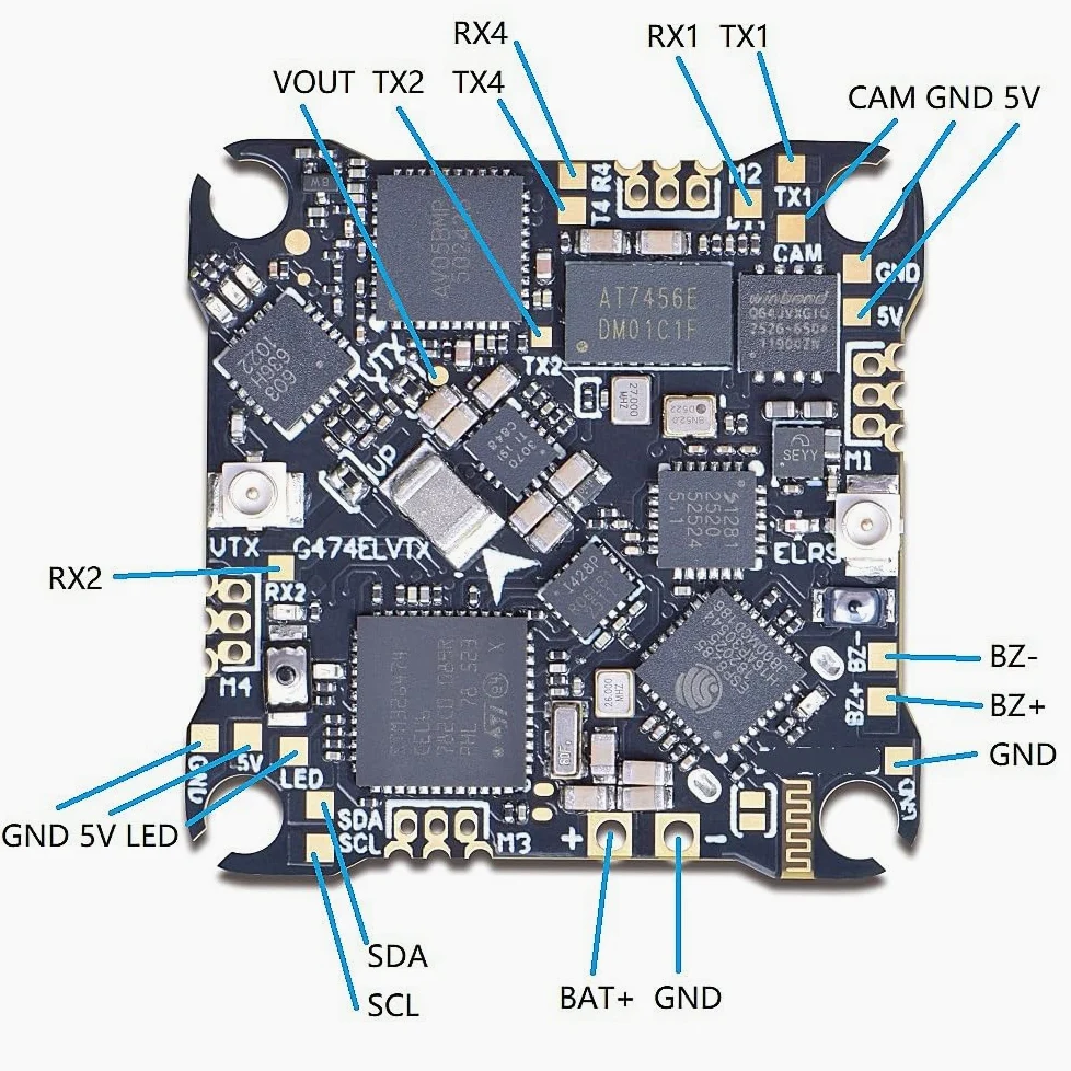 G474ELVTX AIO ICM42688-P OSD 8MB scatola nera 5V 1.5A BEC ricevitore ELRS 2.4G integrato VTX 12A ESC adatto for RC FPV Drone parte