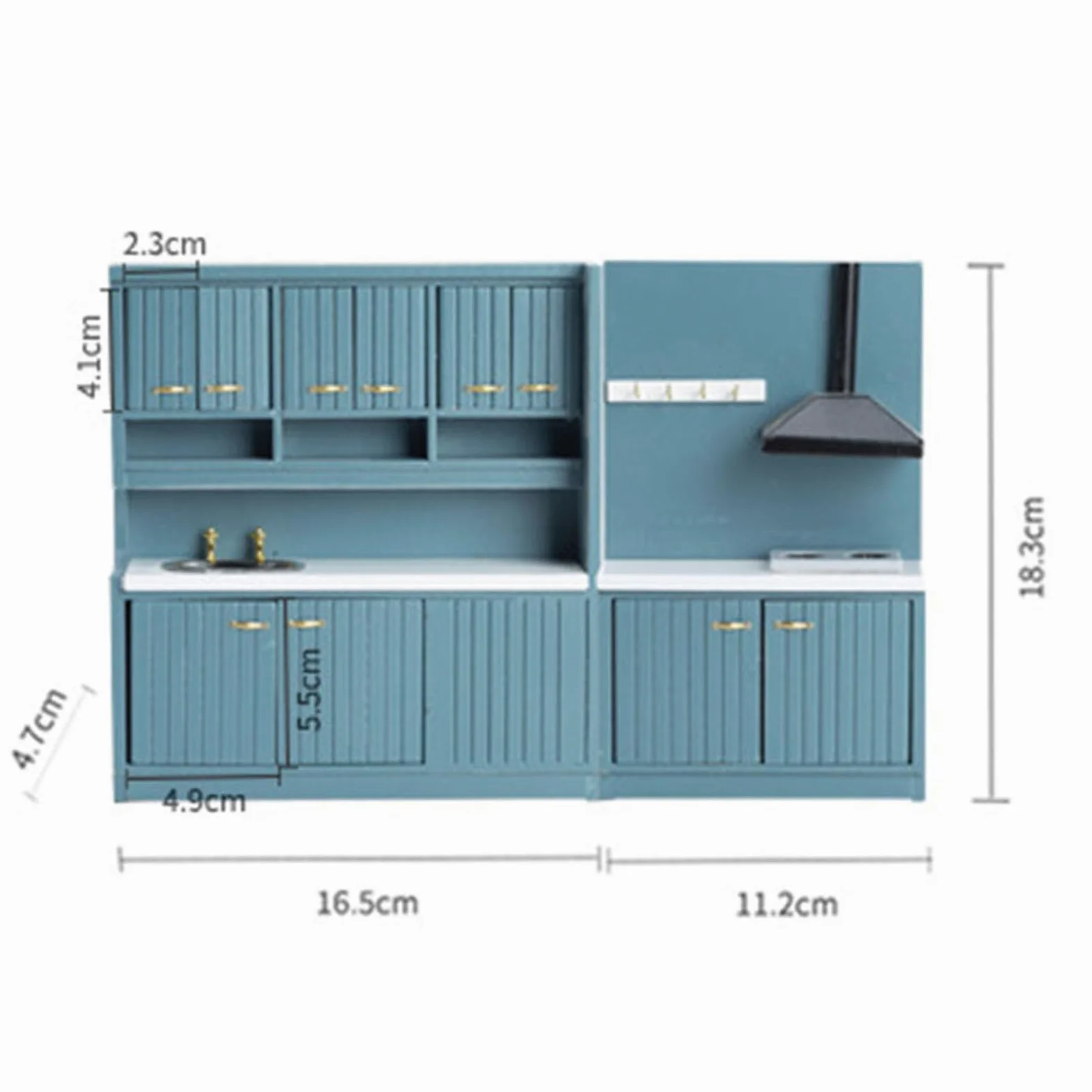 Set di Armadietti da Cucina in Miniatura da 6,5 ​​pollici, Scala | Porte Funzionali Aperte per Riporre gli Oggetti Design Modulare in Robusto Legno di Betulla per un Posizionamento Flessibile