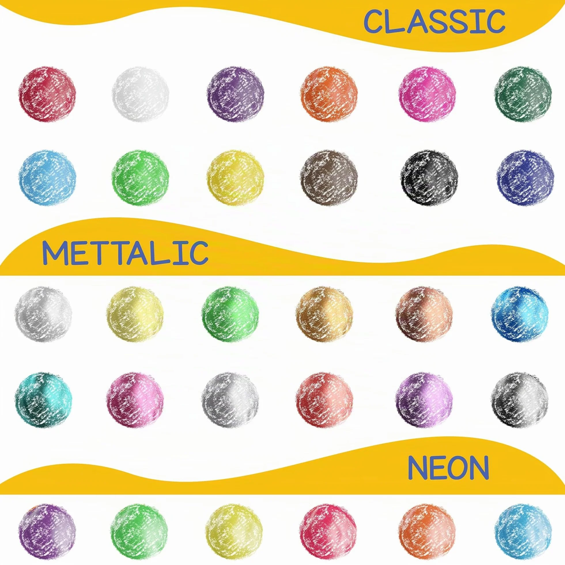 Zenacolor 30 bastoncini di vernice per bambini, forniture artistiche per bambini, in tinta unita