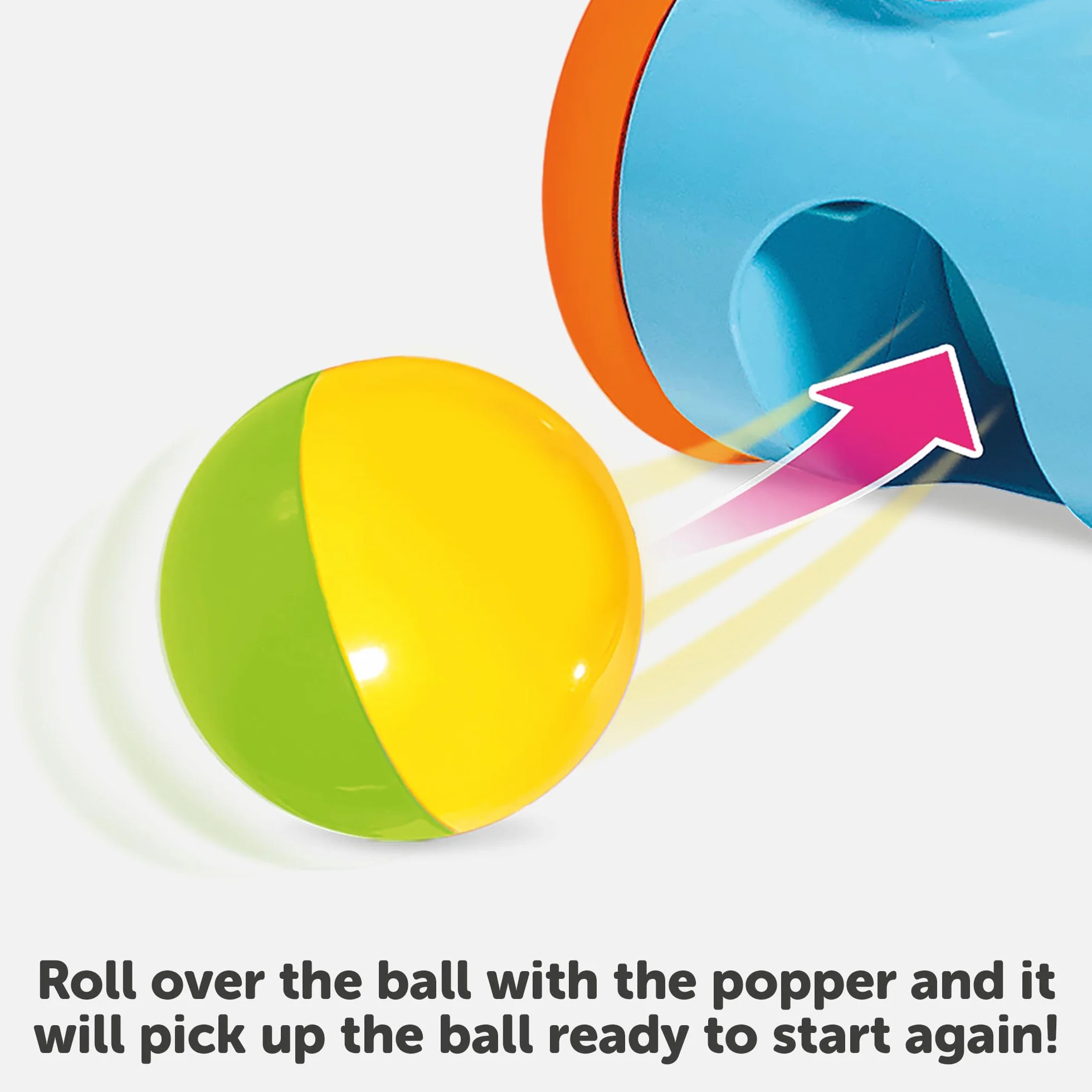 Toomies Tomy PIC And Pop Push Along Baby Toy, Toddler Ball Popper with Ball Launcher And Collector, Suitable for 18 Months, 2 And 3 Year Old Boys And Girls