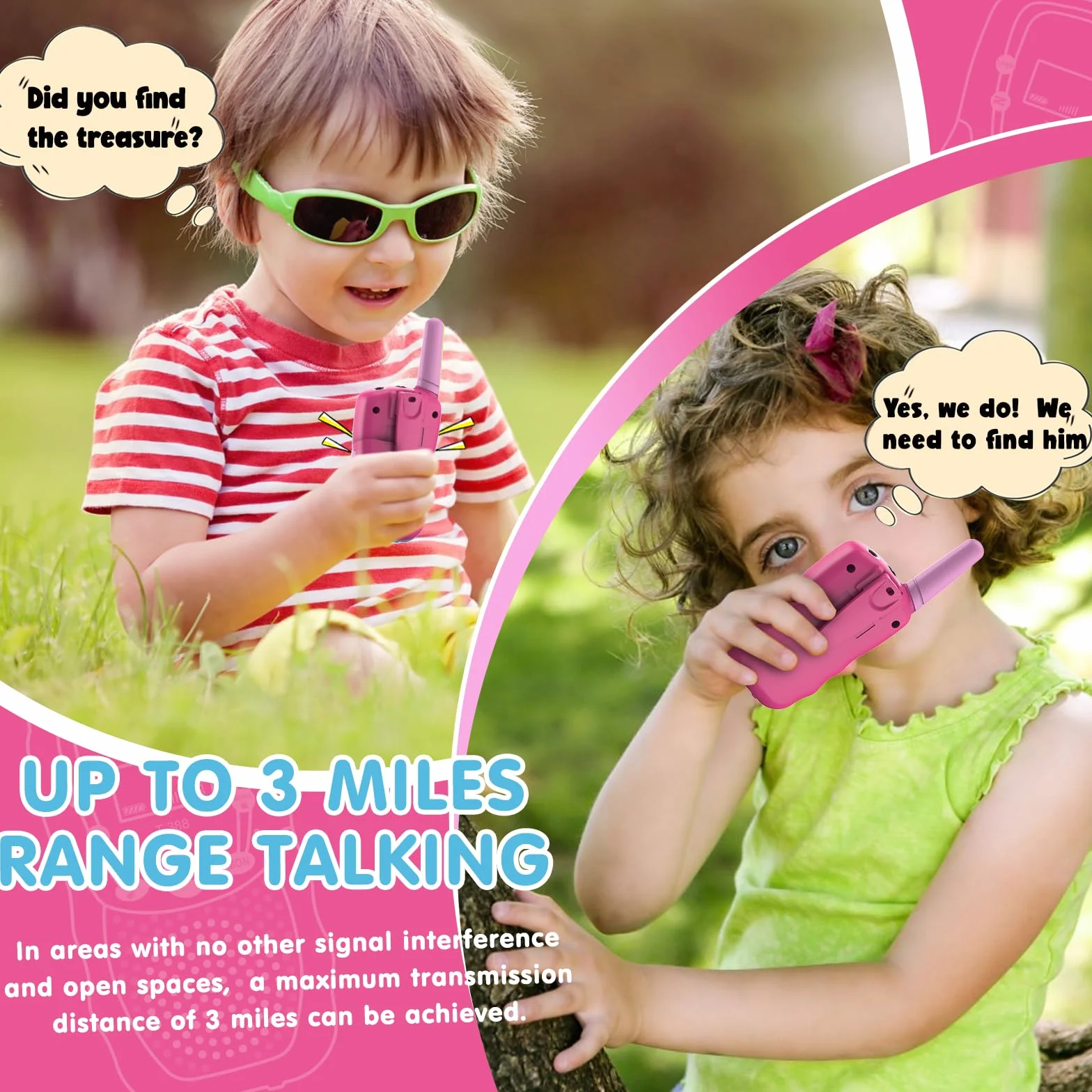 Walkie Talkie per Bambini 8 Canali Radio a 2 Vie con Torcia LCD Retroilluminata Giocattoli 3-12 Anni Regali